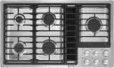 36 Inch Gas Cooktop with 5 Sealed Burners, Continuous Grates, 17,000 BTU Ultra-High Output Burner, 5,000 BTU Ultra-Low Output Burner, 3-Speeds, JX3™ Downdraft Ventilation System, Prop 65, ADA Compliant, and UL Certified