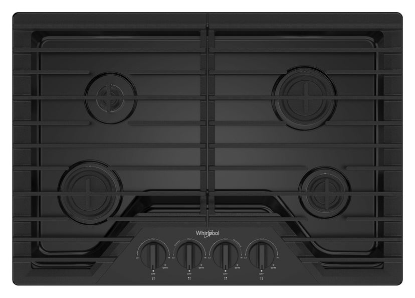 Whirlpool WCGK3030PB 30 Inch Gas Cooktop, 4 Burner: Black