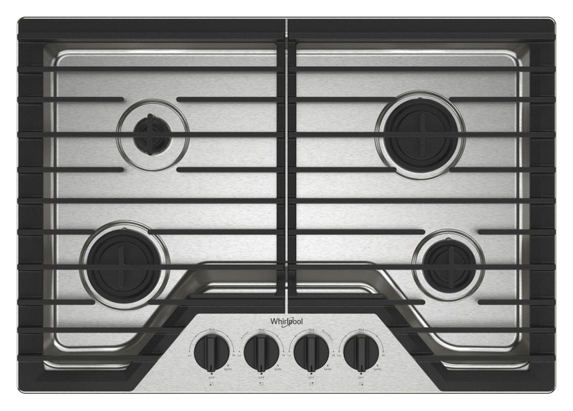 Whirlpool WCGK3030PS 30 Inch Gas Cooktop, 4 Burner: Stainless Steel