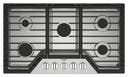 36 Inch Gas Cooktop with 5 Sealed Burners, EZ-2-Lift™ Hinged Grates, SpeedHeat™ Burner, AccuSimmer® Burner, Upswept SpillGuard™ Cooktop, Griddle, and Dishwasher-Safe Knobs
