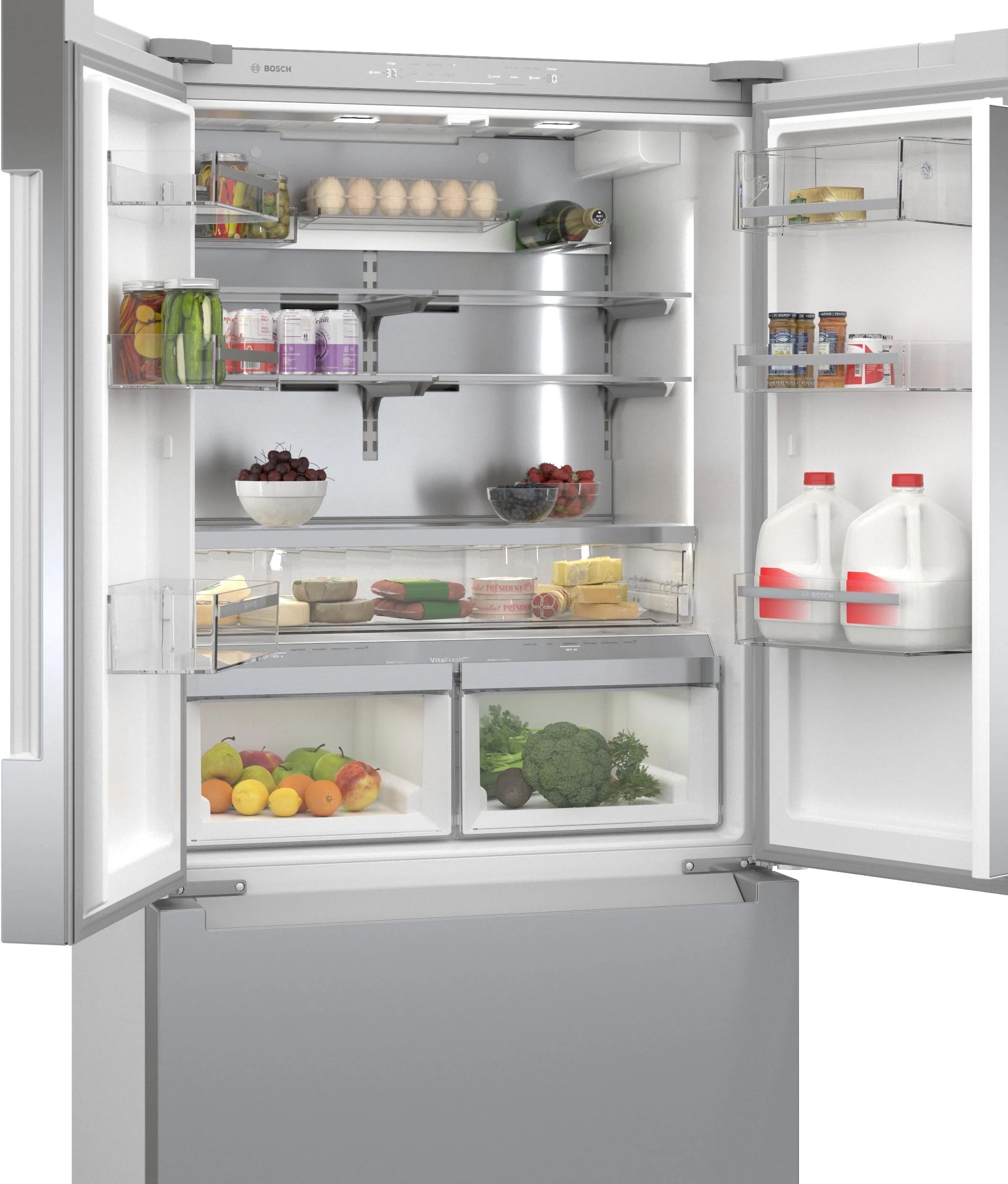 Bosch 36 Inch Counter Depth Freestanding French Door Smart Refrigerator