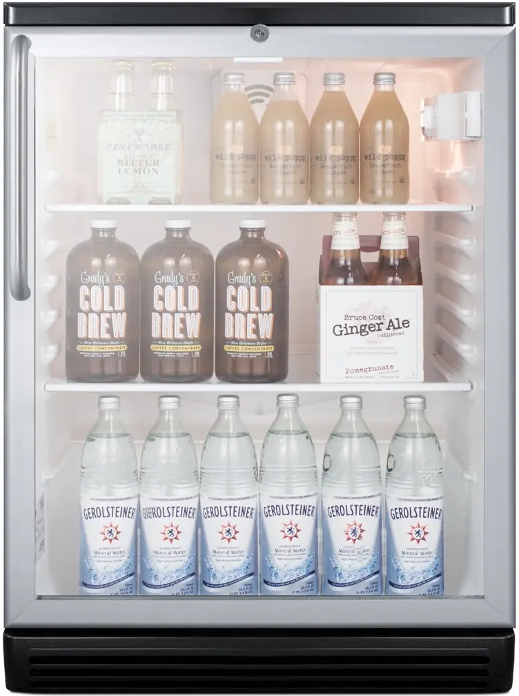 Summit SCR600BGLTB Stainless Steel/Black, Beverage Center