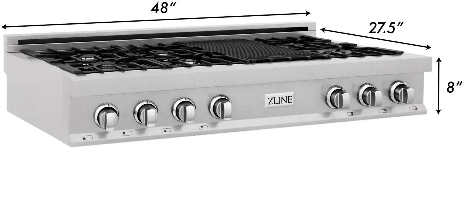 Zline RTSBR48 48 Inch Durasnow Stainless Steel, Brass Burners
