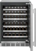 24 Inch Undercounter Dual Zone Wine Cooler with 41 Bottle Capacity, 6 Shelves, Full-Extension Racks, Touch Electronic Controls, UV Resistant Tempered Glass Door and LED Theater Lighting