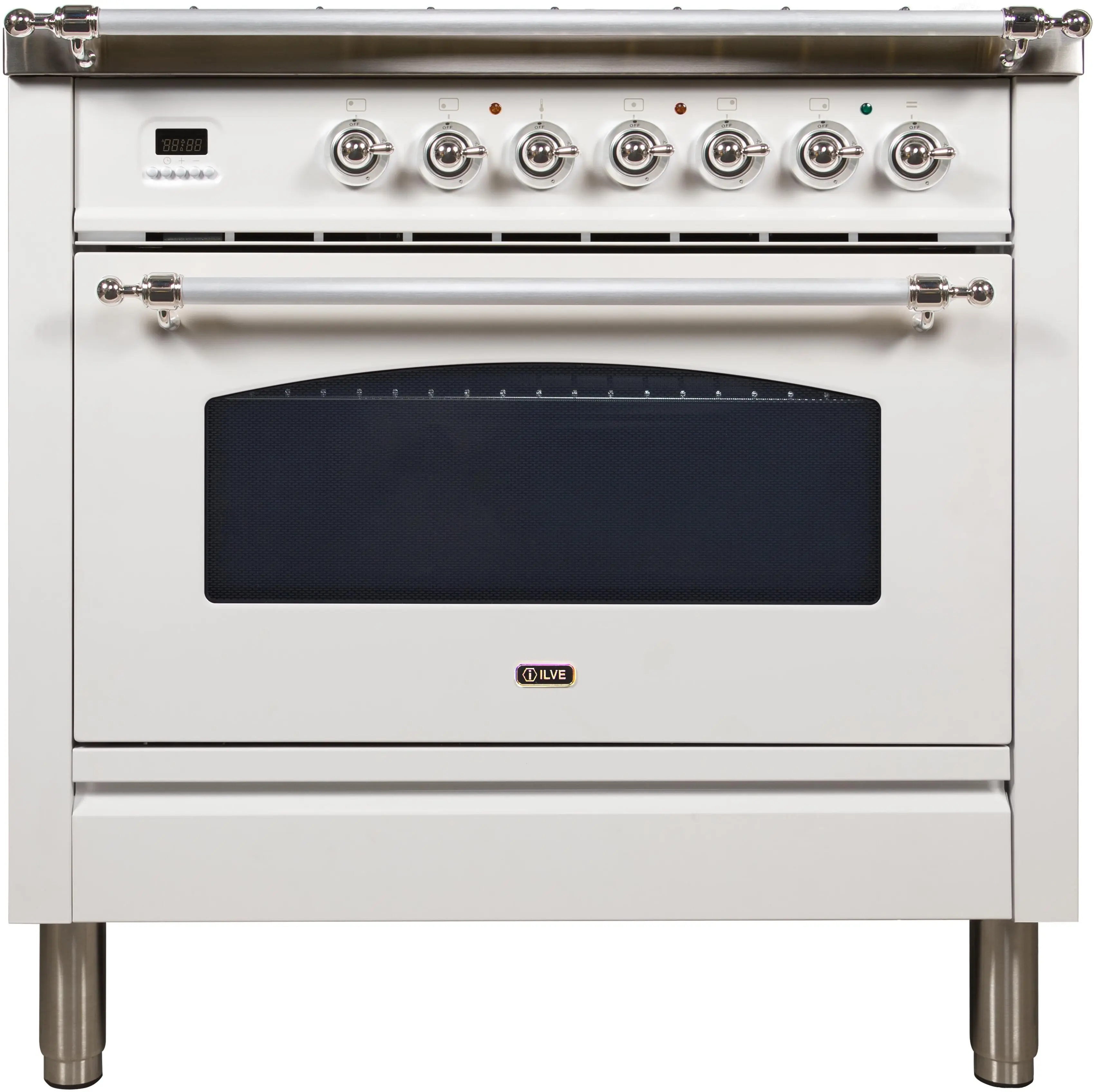 Ilve UPN90FDVGGBXLP Liquid Propane In White W/ Chrome Trim