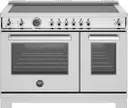 48 Inch Freestanding Counter-Depth Induction Range with 6 Cooking Zones, 7 Cu. Ft. Total Ovens Capacity, 10 Cooking Modes, Dual Convection, Power Bridge Zone, Soft-Close Hinges, Cast-Iron Griddle, Self-Clean, Air Fry Mode, Digital Temperature Gauge and Telescopic Glides