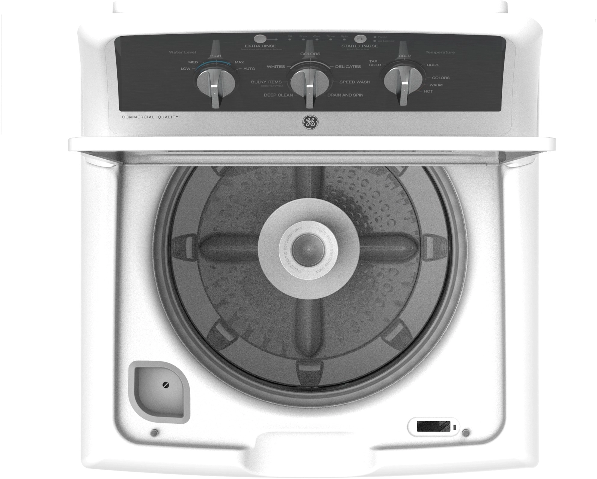 GE GTW525ACPWB White W/ Black Stainless Look Graphics