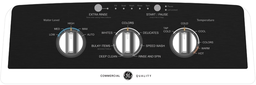 GE GTW525ACPWB White W/ Black Stainless Look Graphics