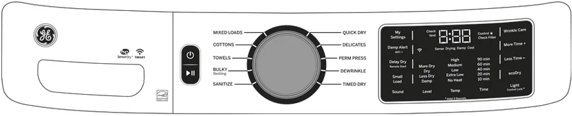 GE GFD55GSPNDG 28 Inch Front Load Smart Dryer with Sensor Dry: Di...