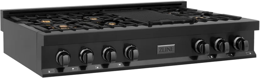 Zline RTBBR48 48 Inch Porcelain Gas Stovetop With 7 Gas Brass Bu...