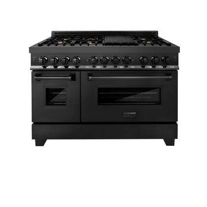 Zline RGBBR48 Black Stainless Steel With Brass Burners