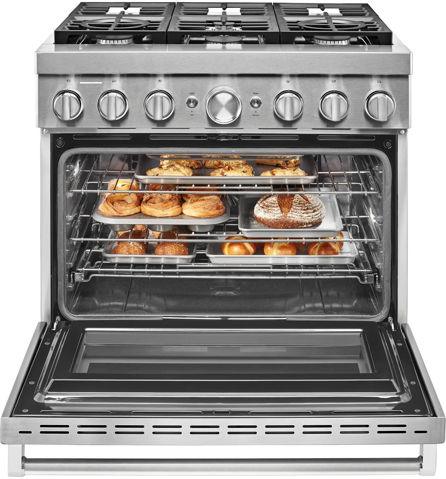 KitchenAid KFDC506JSS 36 Inch Freestanding Dual Fuel Smart Range