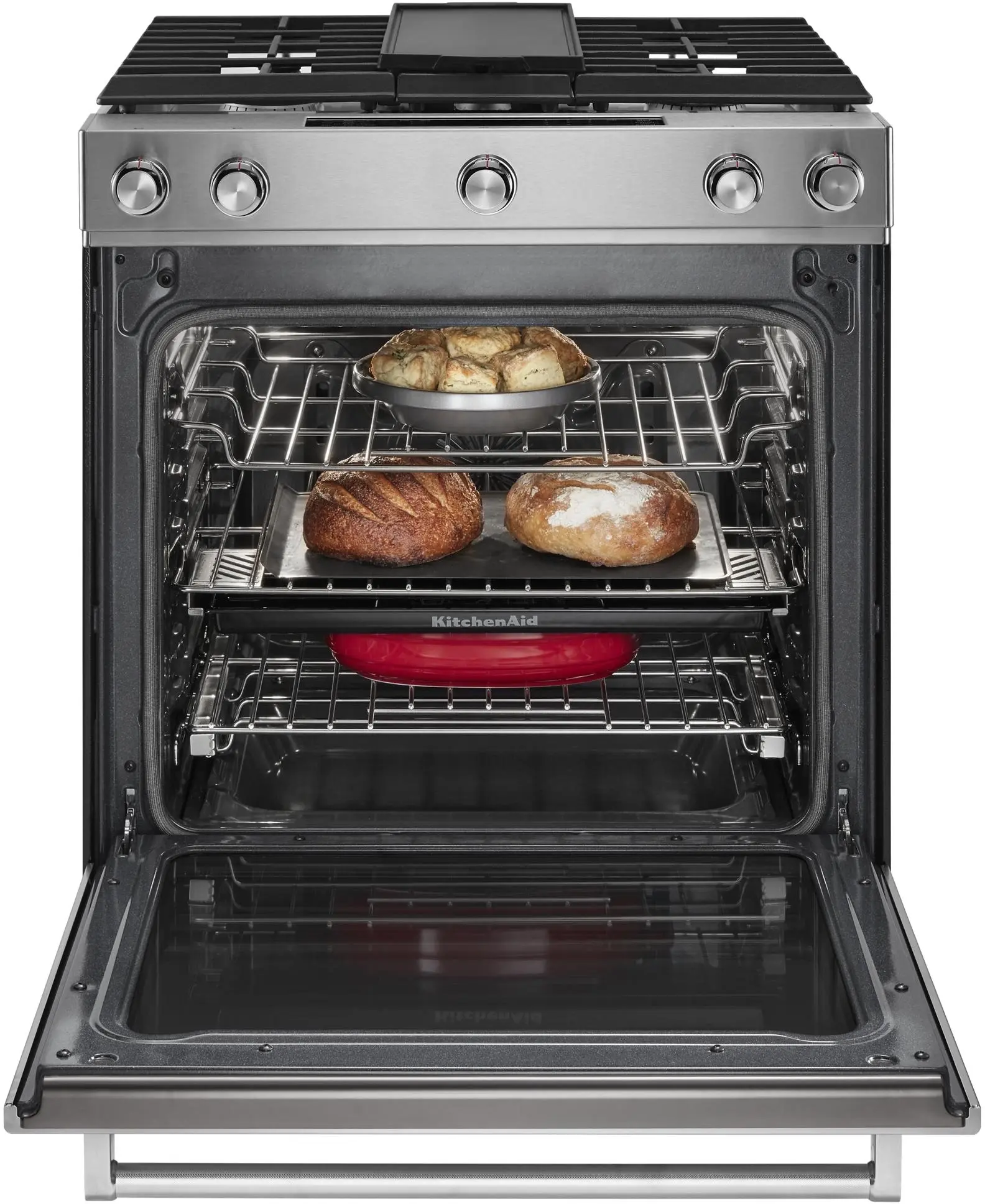 KitchenAid KSDB900ESS 30 Inch Dual Fuel Convection Slide-In Range