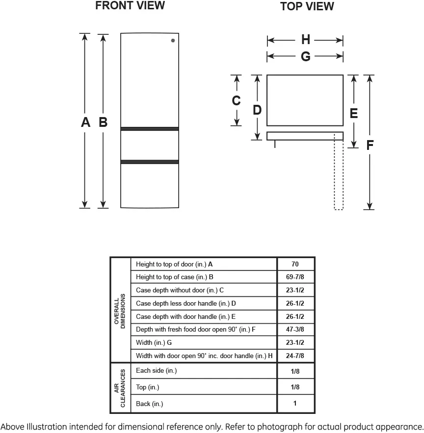 GE GLE12HSPSS 24 Inch Counter Depth Bottom Freezer Refrigerator