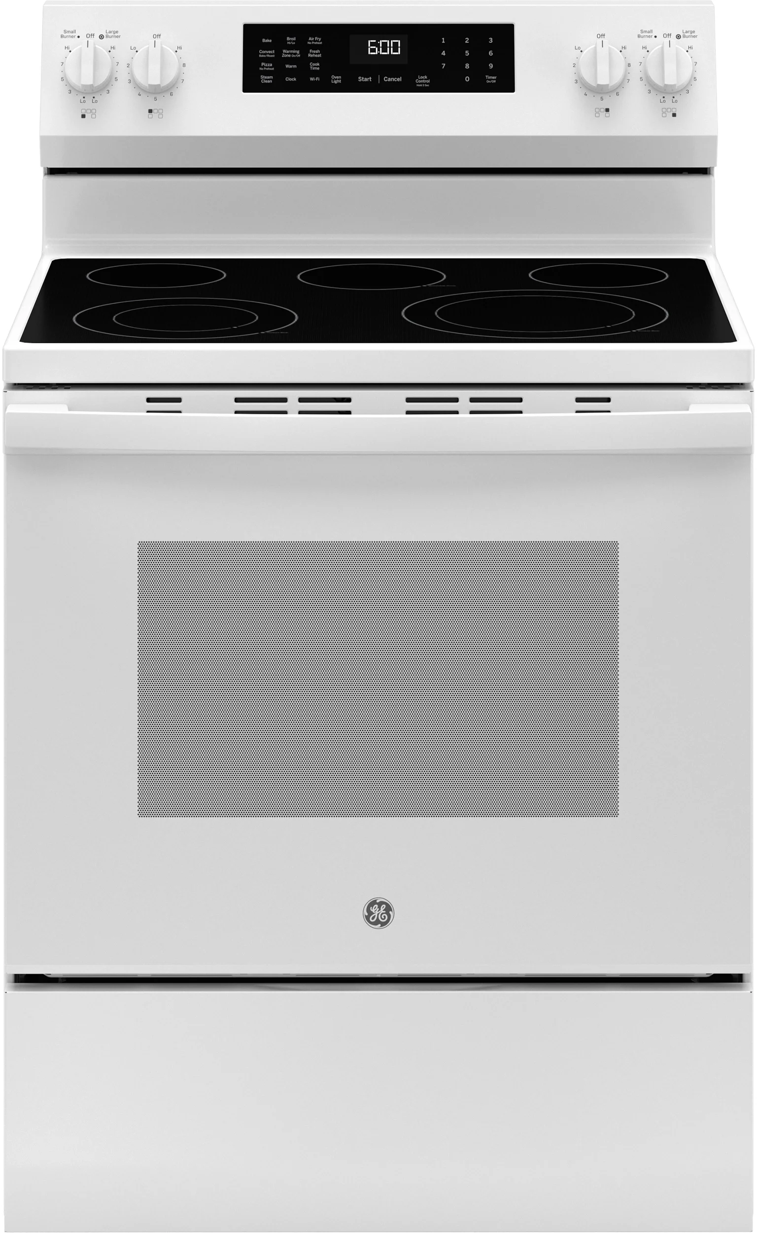 GE GRF600AVWW 30 Inch Free Standing Radiant Range 5 Element Steam Clean