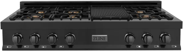 Zline RTBBR48 48 Inch Porcelain Gas Stovetop With 7 Gas Brass Bu...