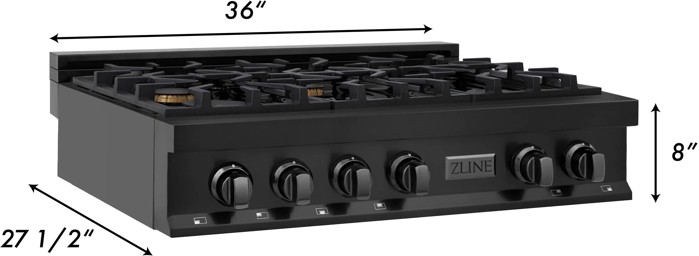 Zline RTBBR36 Black Stainless, Brass Burners