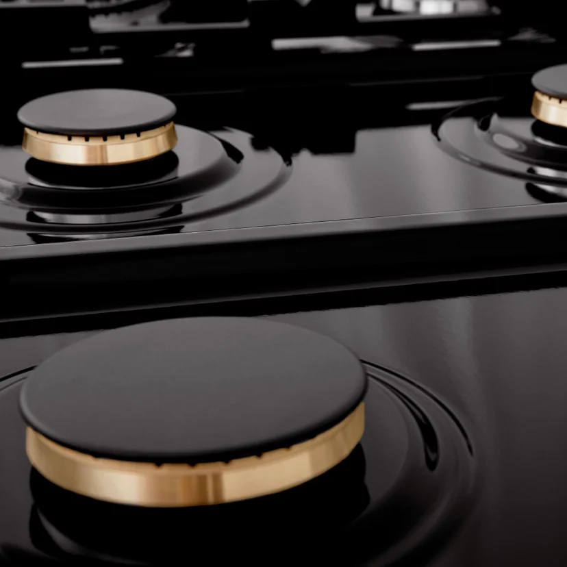 Zline RTBBR36 36 inch Gas Rangetop: Black Stainless, Brass Burne...