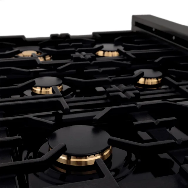 Zline RTBBR36 36 inch Gas Rangetop: Black Stainless, Brass Burne...