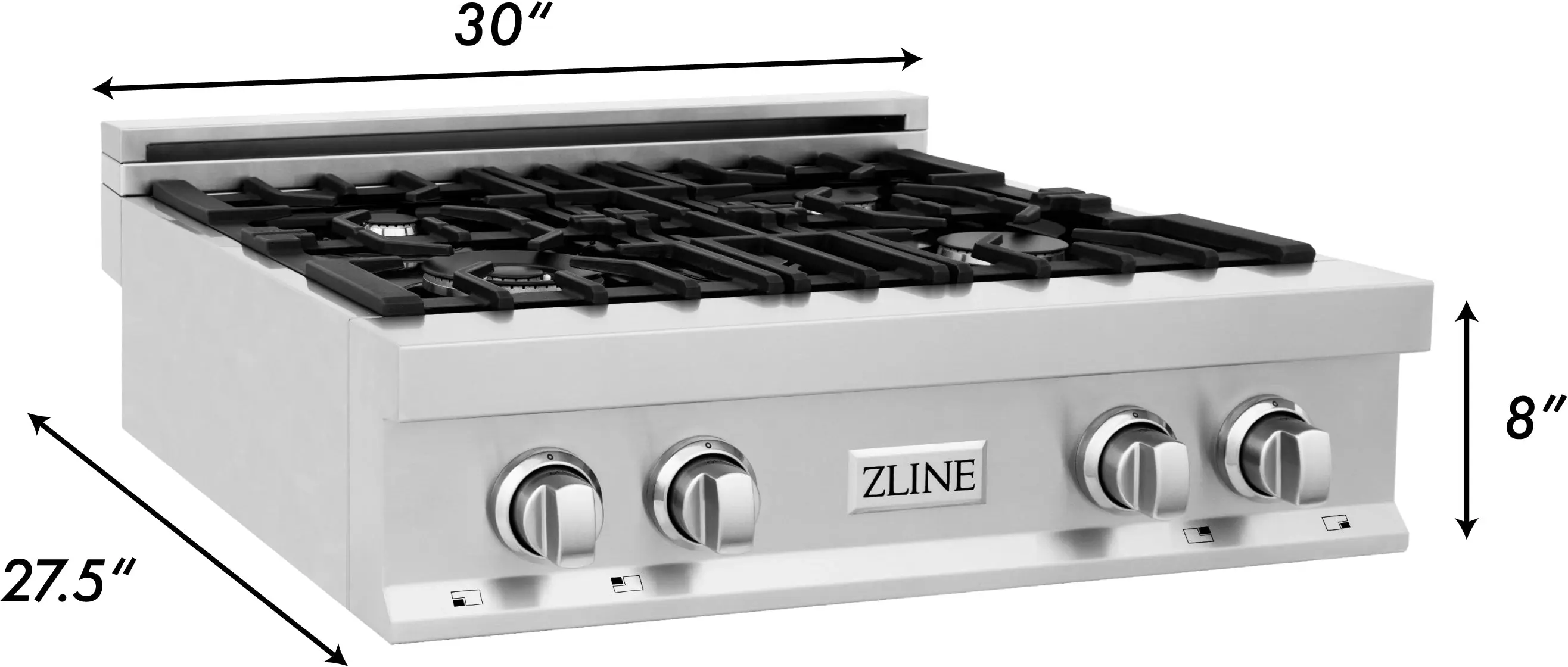 Zline RTBR30 Black Stainless Steel With 4 Gas Brass Burners