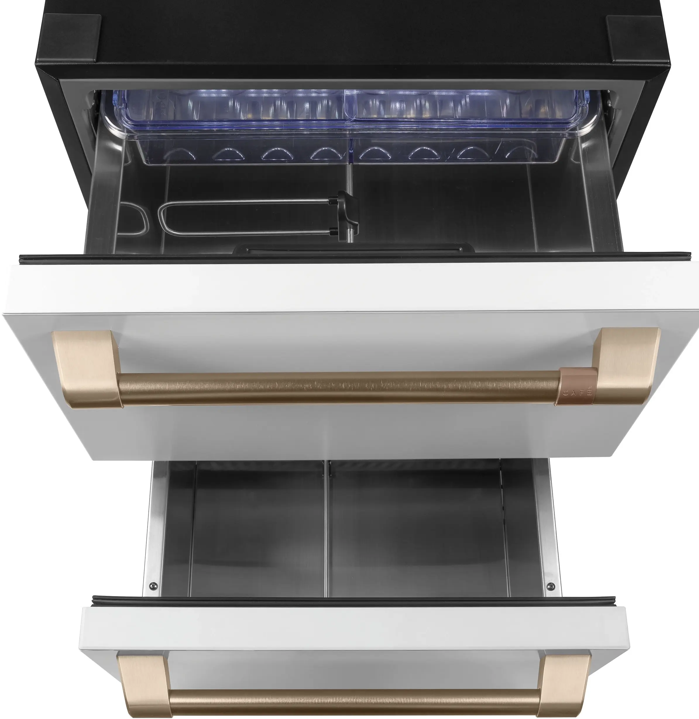Cafe CDE06RP4NW2 Matte White/Brushed Bronze Handles