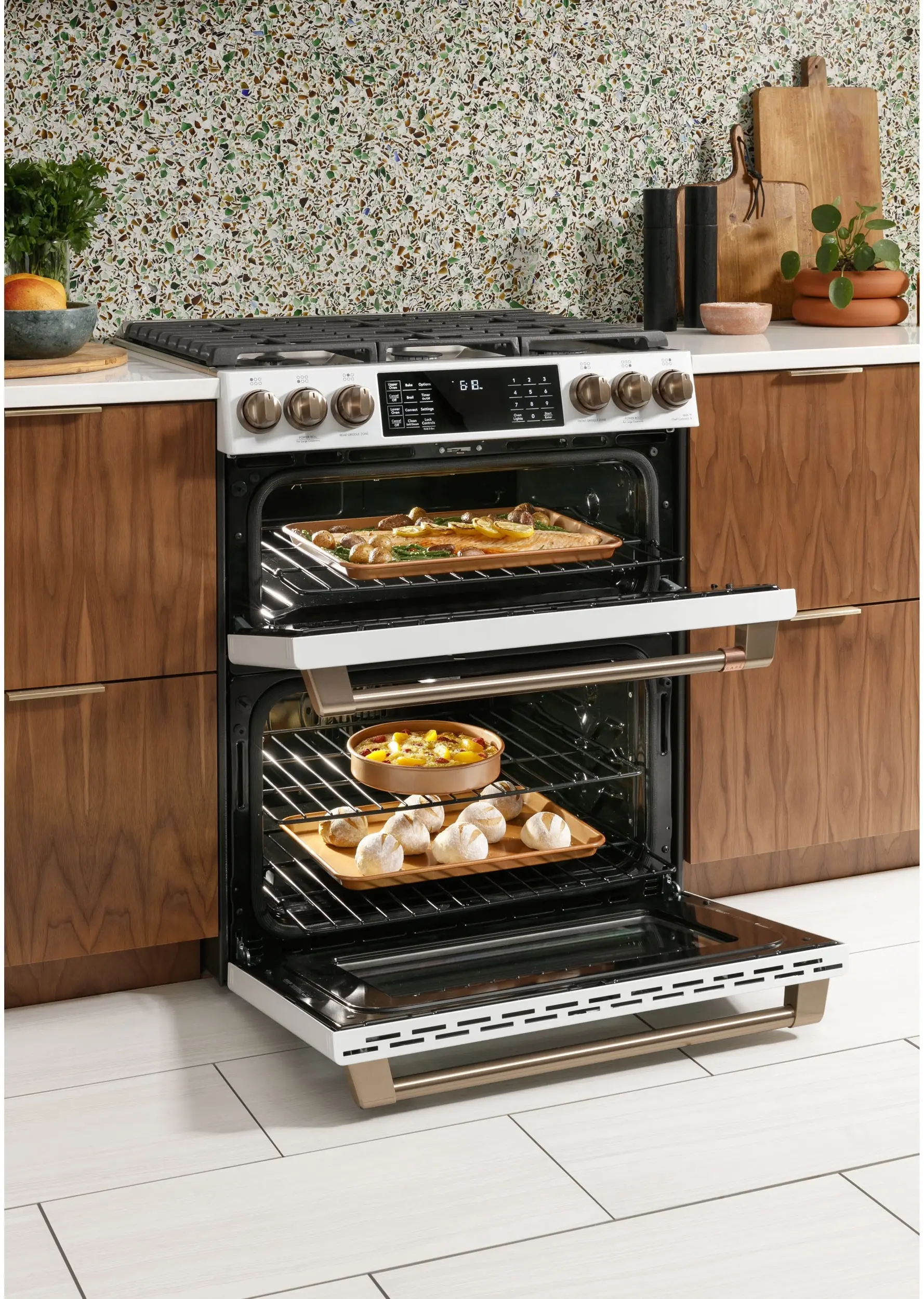 Cafe CGS750P4MW2 30 Inch Slide-In Gas Smart Range Matte White