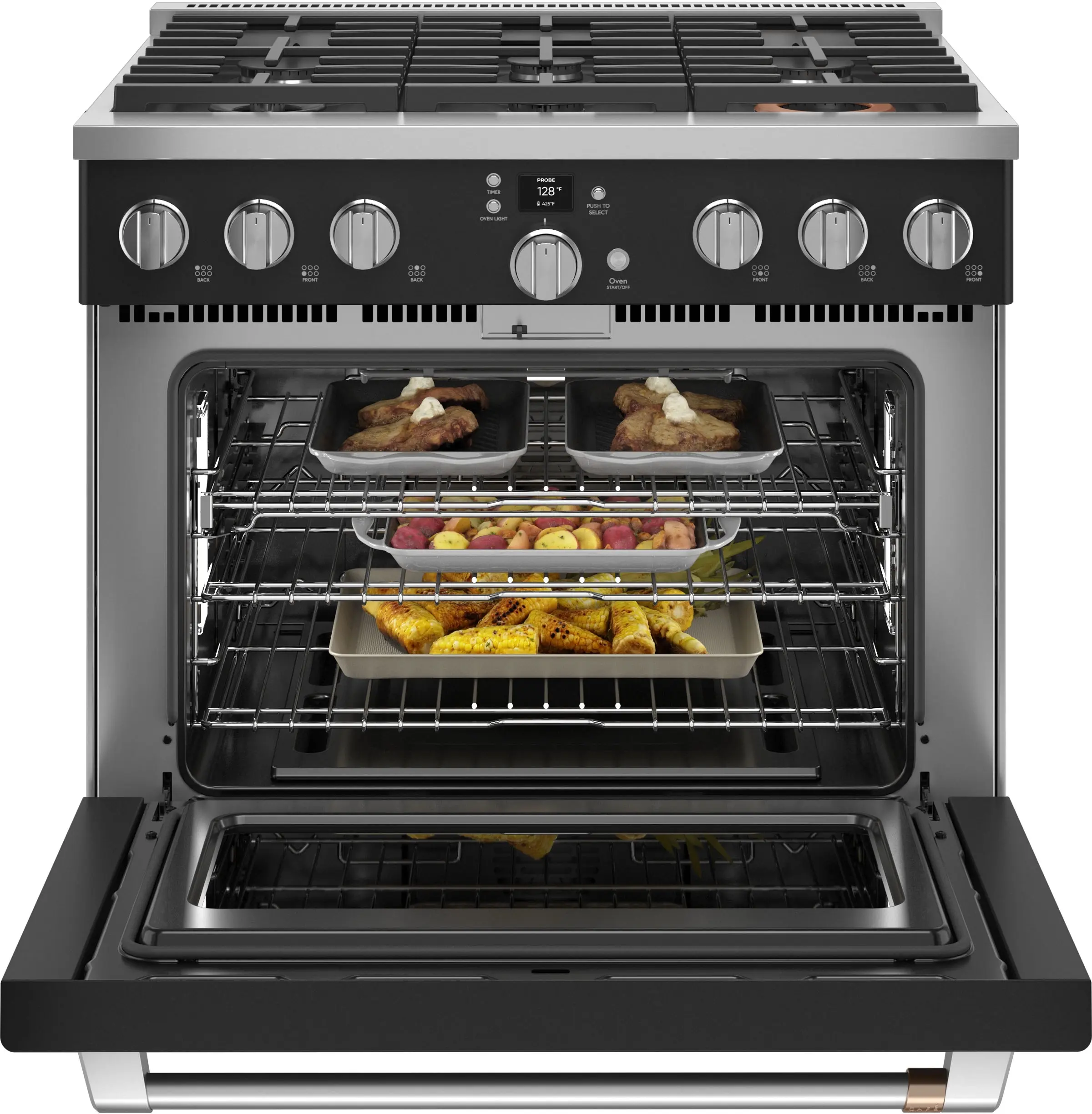 Cafe CGY366P3TD1 Matte Black with Brushed Stainless