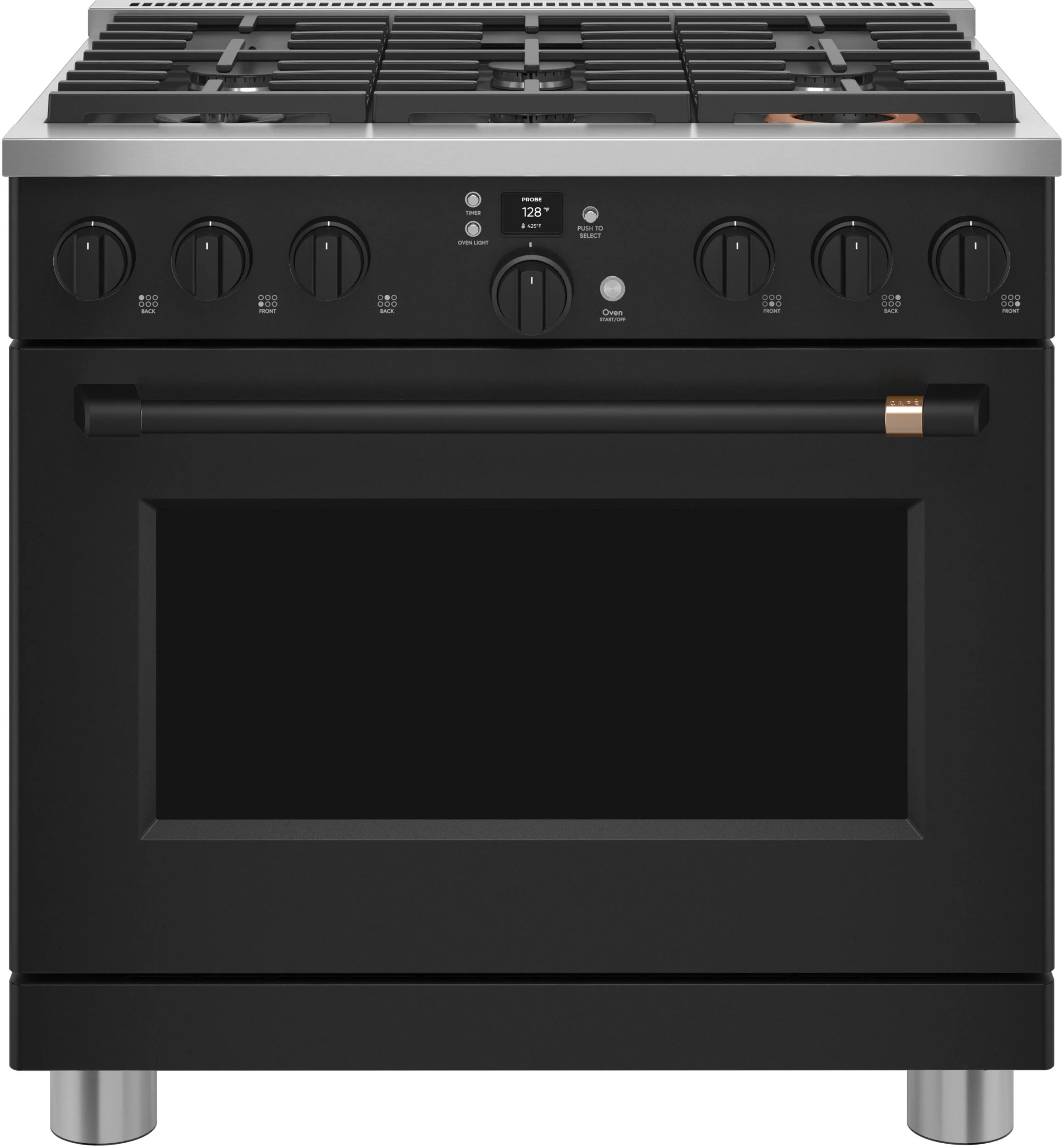 Cafe CGY366P3TD1 36 Inch Smart Professional Gas Range Matte Black