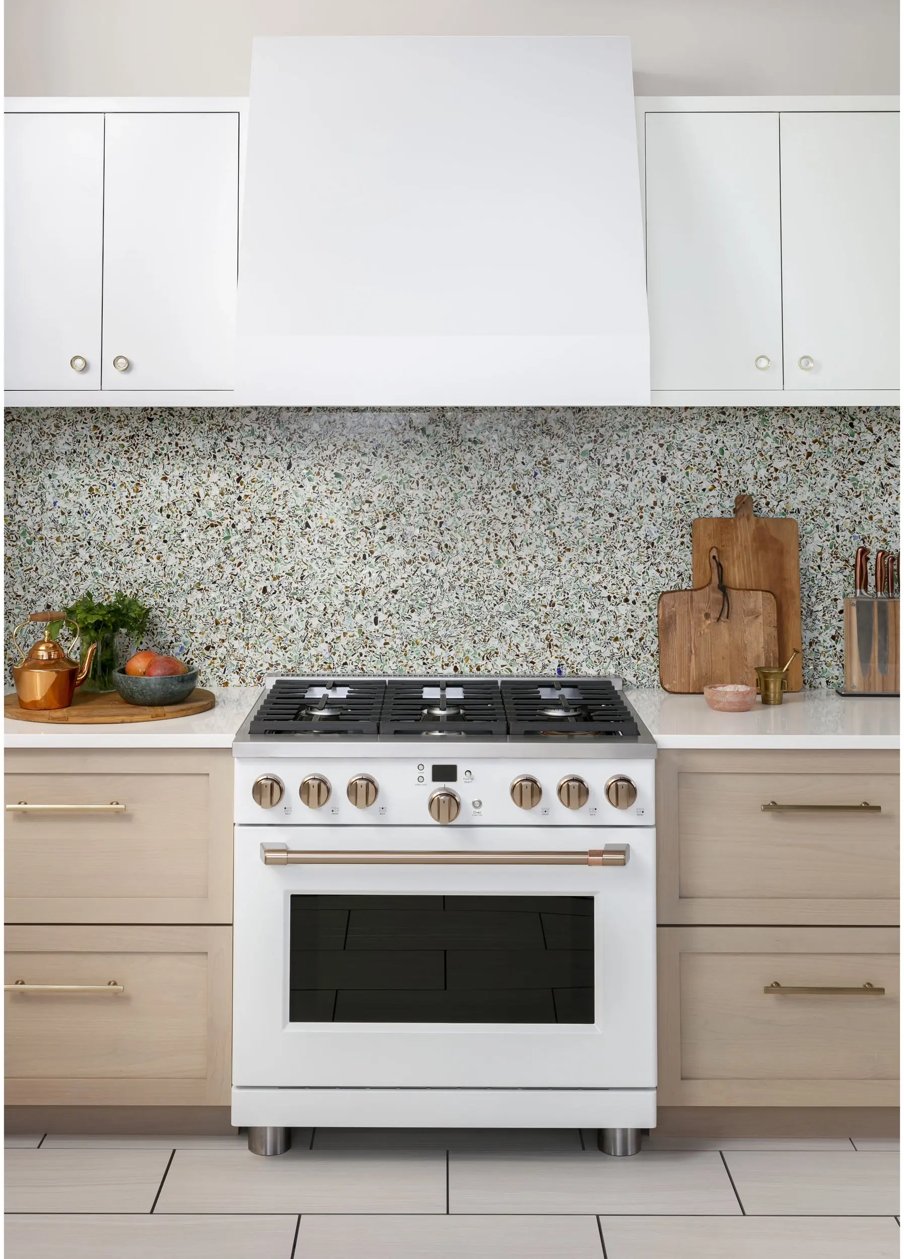 Cafe CGY366P4TW2 Matte White with Brushed Bronze