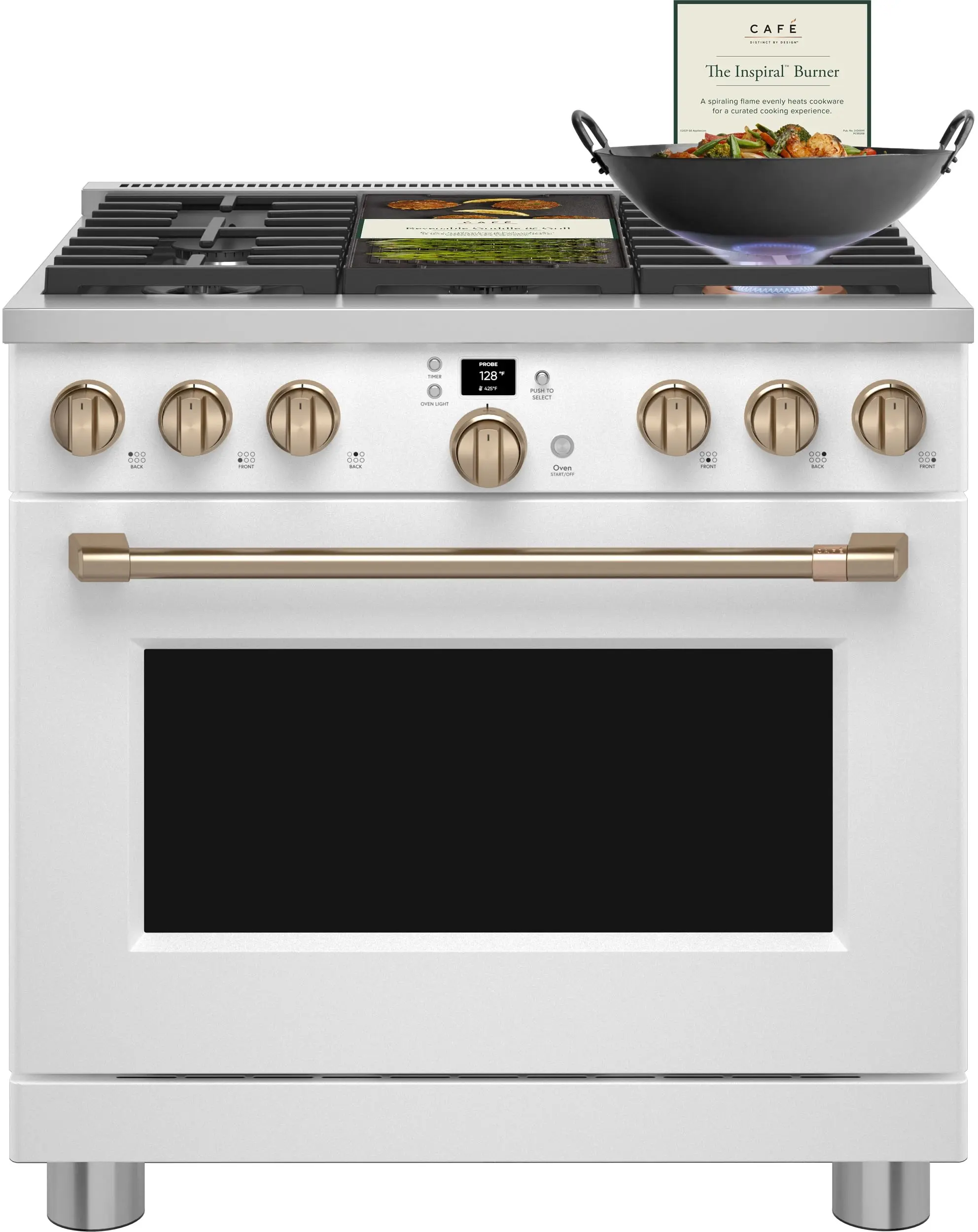 Cafe CGY366P4TW2 36 Inch Smart Professional Gas Range Matte White