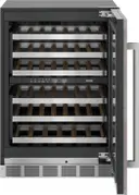 24 Inch Undercounter Dual Zone Wine Cooler with 41 Bottle Capacity, 6 Shelves, Full-Extension Racks, Touch Electronic Controls, UV Resistant Tempered Glass Door and LED Theater Lighting