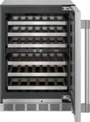24 Inch Undercounter Dual Zone Wine Cooler with 41 Bottle Capacity, 6 Shelves, Full-Extension Racks, Touch Electronic Controls, UV Resistant Tempered Glass Door and LED Theater Lighting