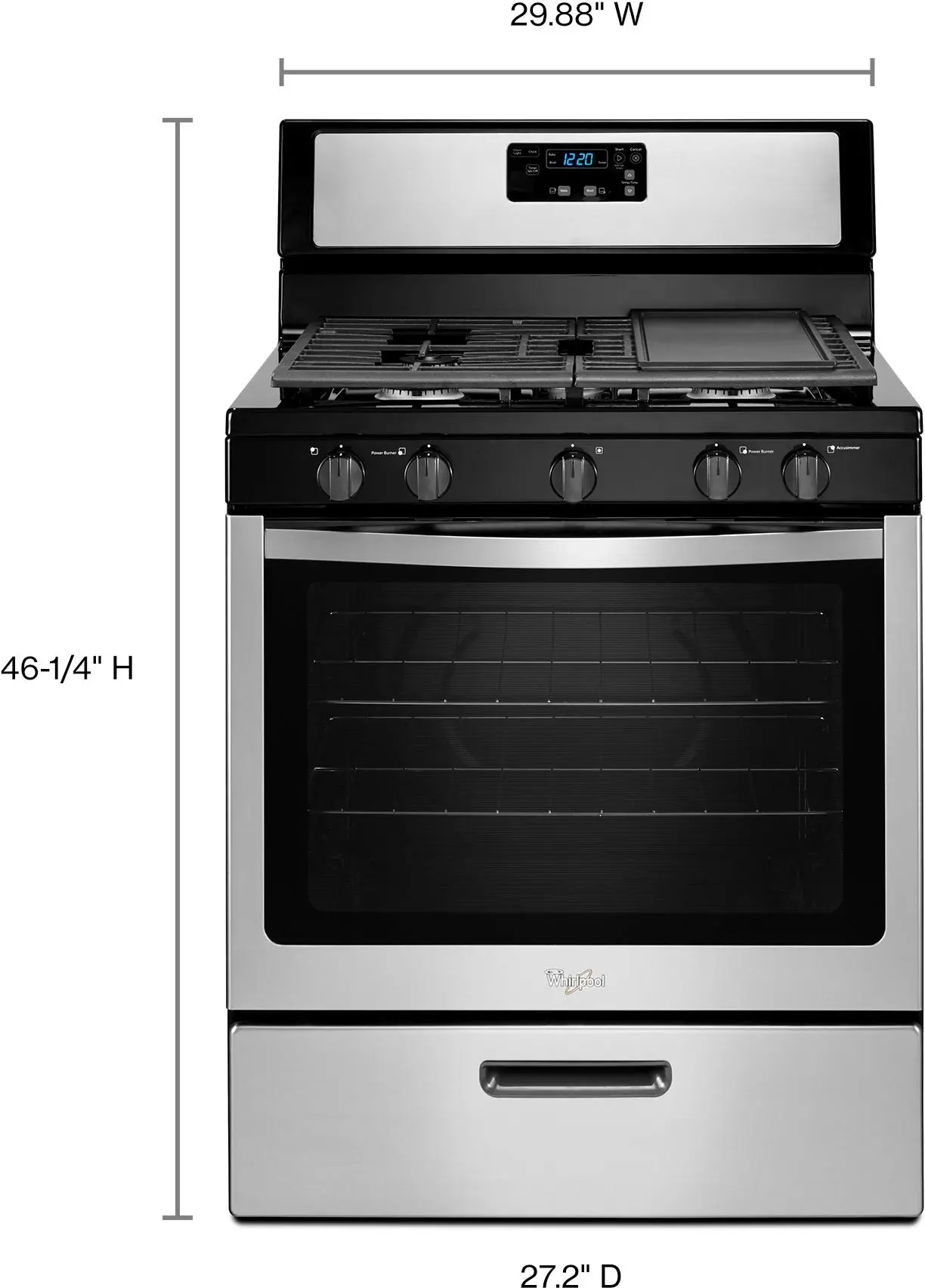 Whirlpool WFG505M0BS Black On Stainless Steel