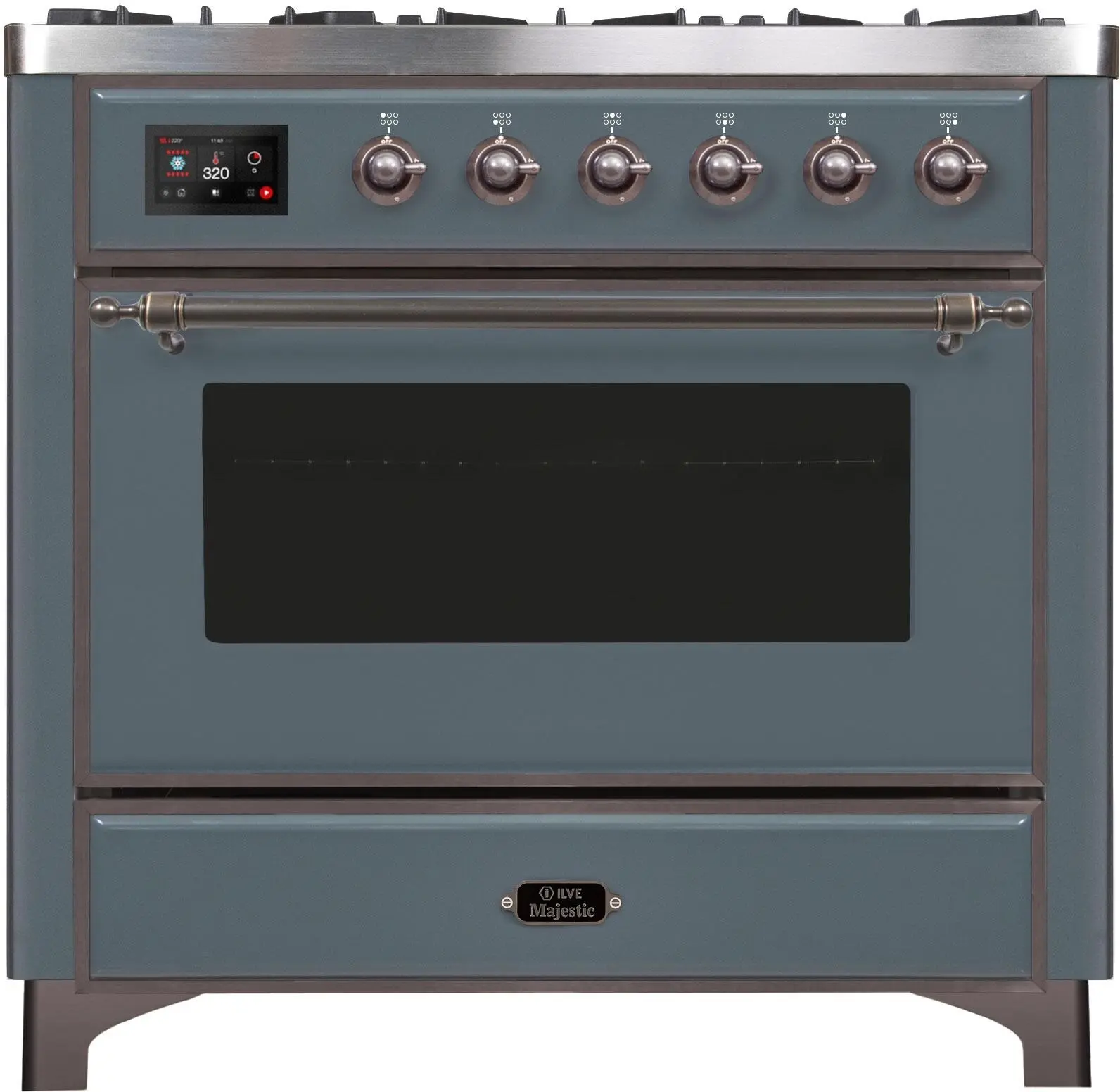 Ilve UM096DNS3BGBLP Liquid Propane In Blue Grey W/ Bronze Trim