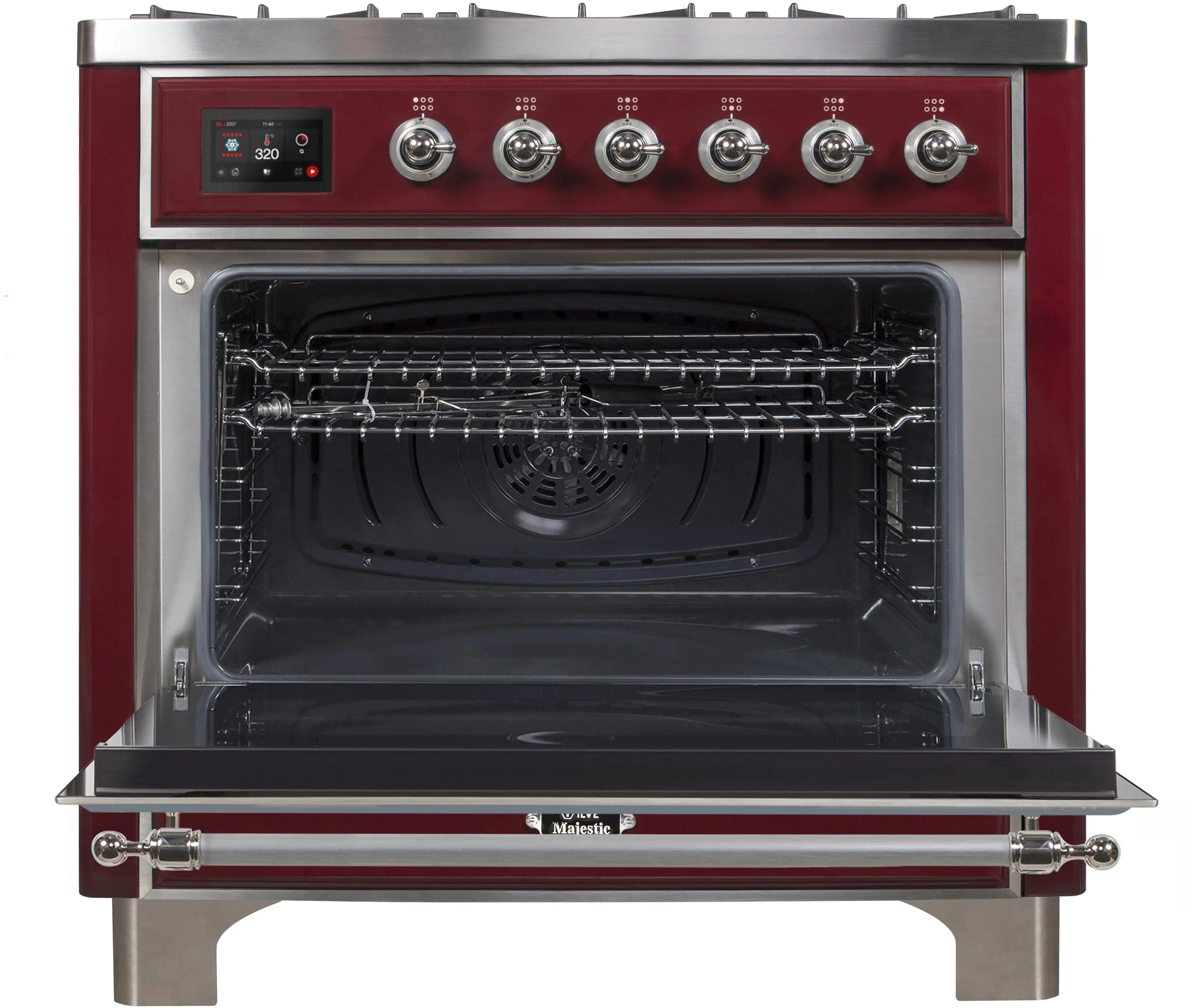 Ilve UM096DNS3BUCLP Liquid Propane In Burgundy W/ Chrome Trim