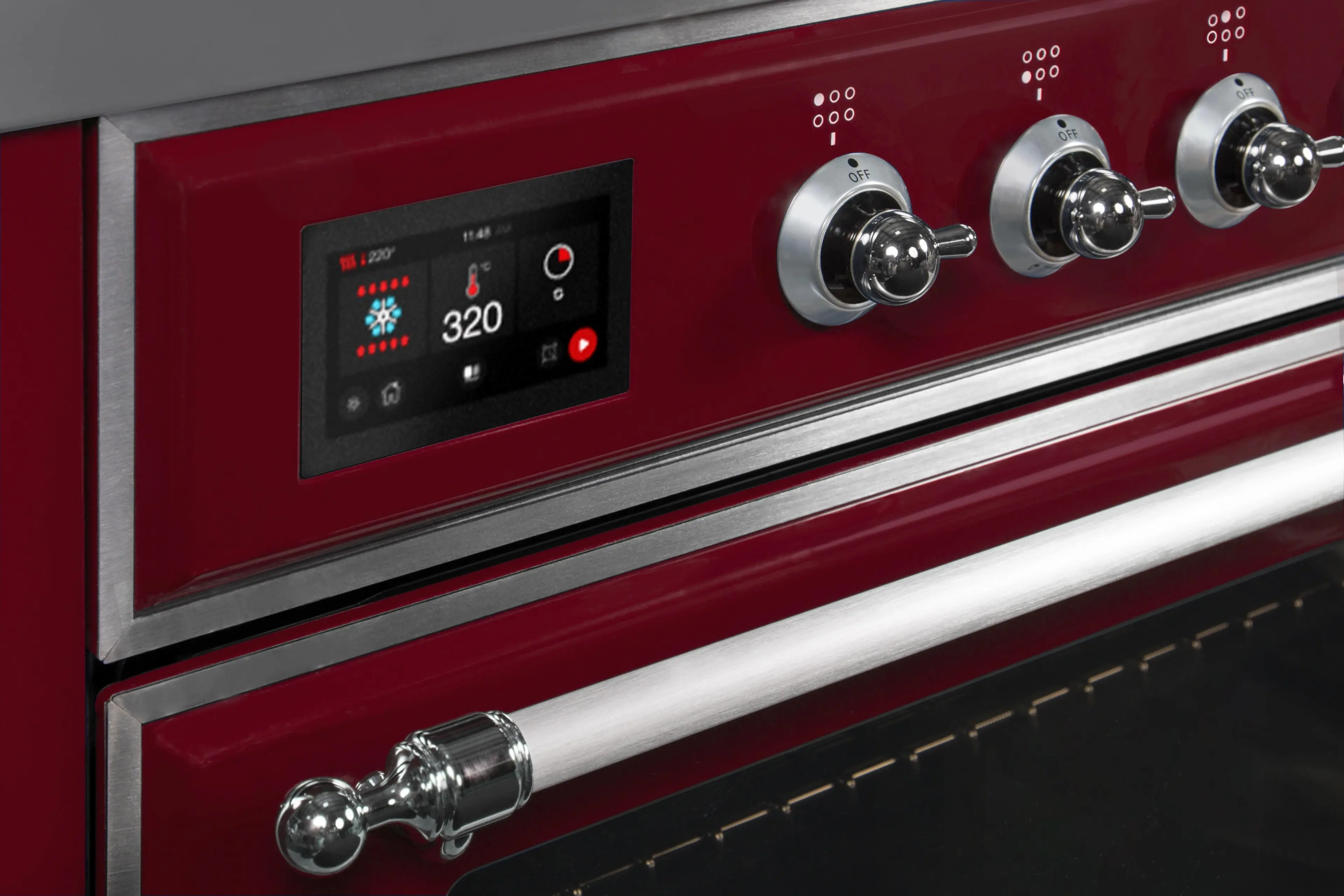Ilve UM096DNS3BUCLP Liquid Propane In Burgundy W/ Chrome Trim