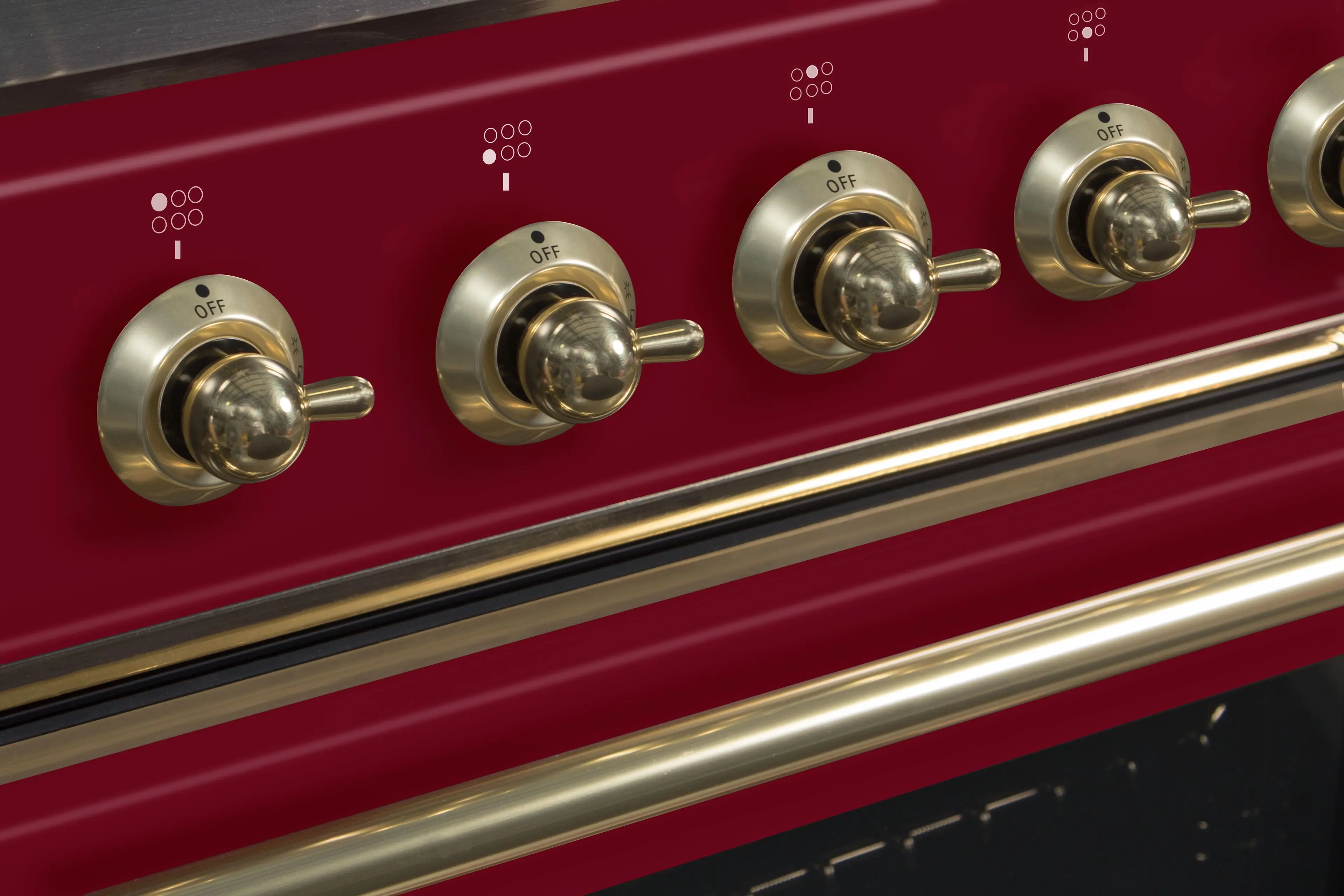 Ilve UM096DNS3BUGLP Liquid Propane In Burgundy W/ Brass Trim