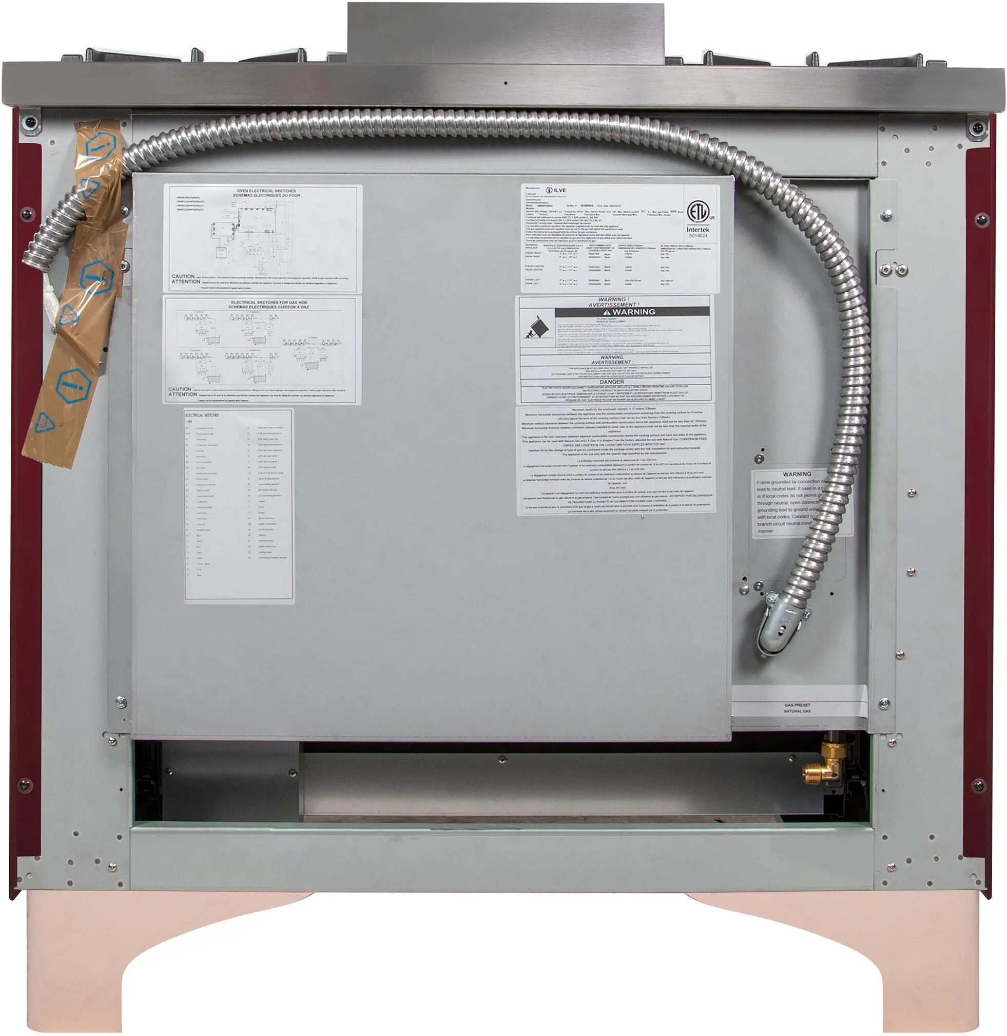 Ilve UM096DNS3BUPLP Liquid Propane In Burgundy W/ Copper Trim