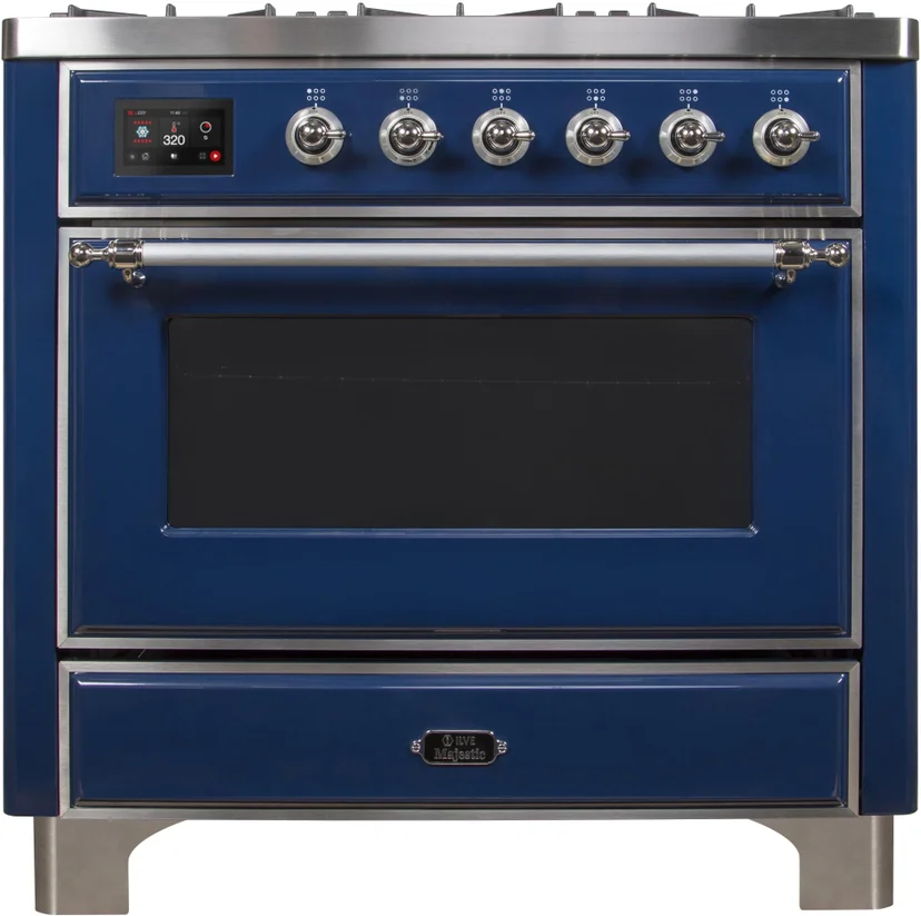 Ilve UM096DNS3MBCLP 36" Dual Fuel Freestanding Range w/ 6 Sealed Burne...