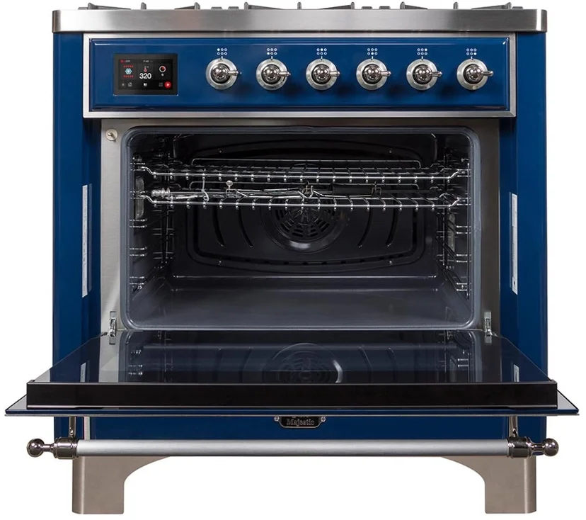 Ilve UM096DNS3MBCLP 36" Dual Fuel Freestanding Range w/ 6 Sealed Burne...