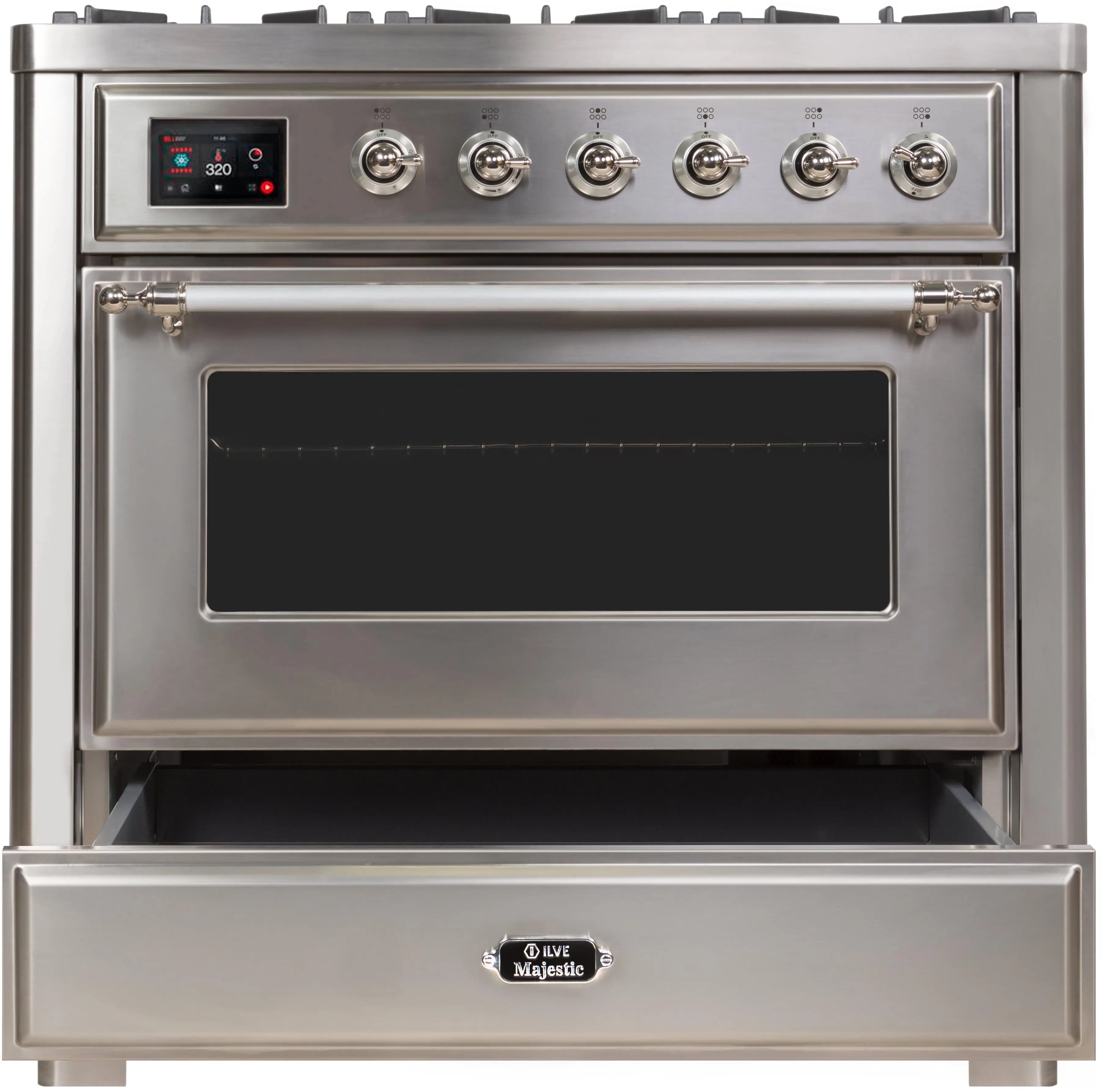 Ilve UM096DNS3SSCLP Liquid Propane In Stainless Steel W/ Chrome Trim