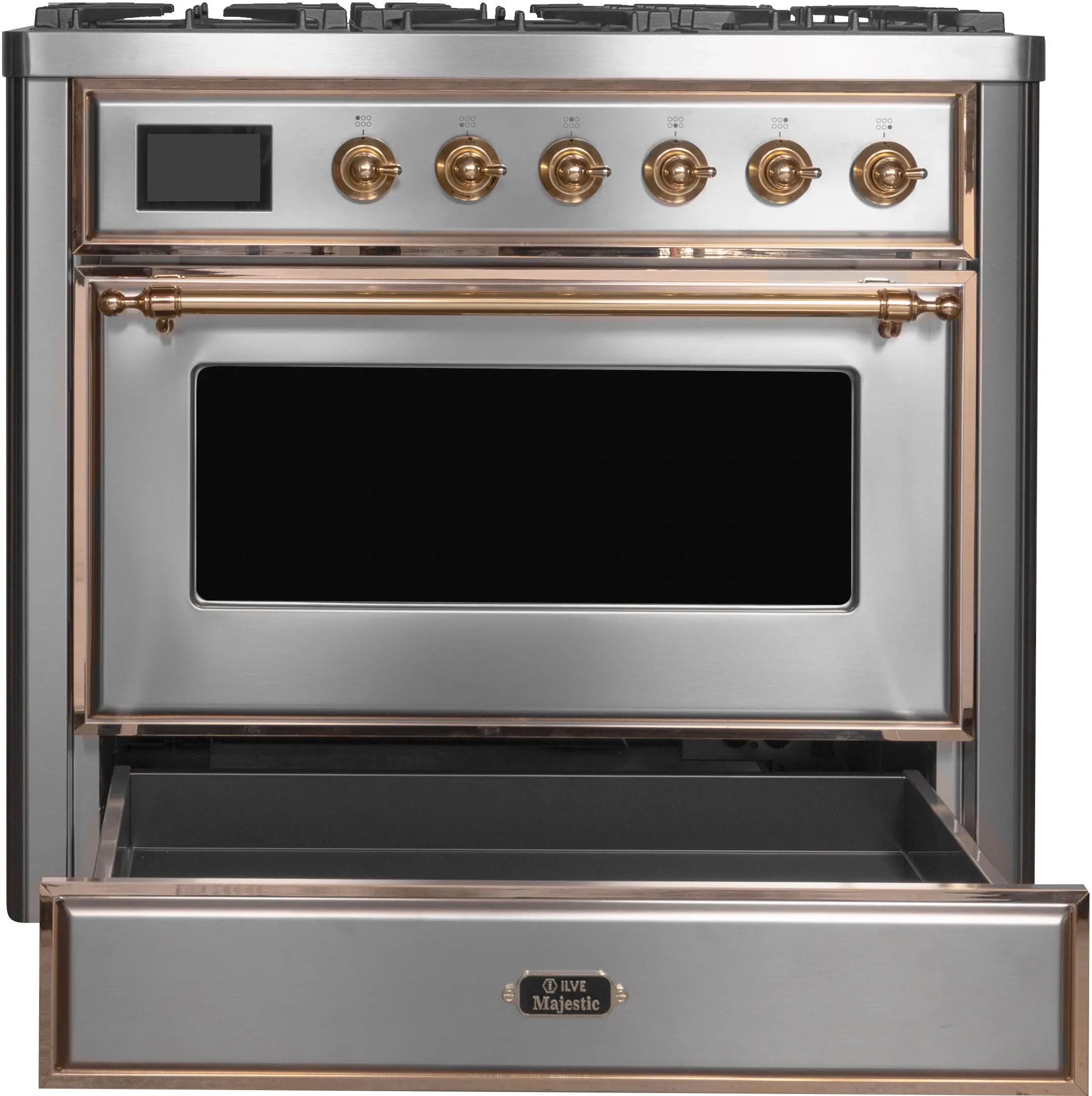Ilve UM096DNS3SSGLP Liquid Propane In Stainless Steel W/ Brass Trim
