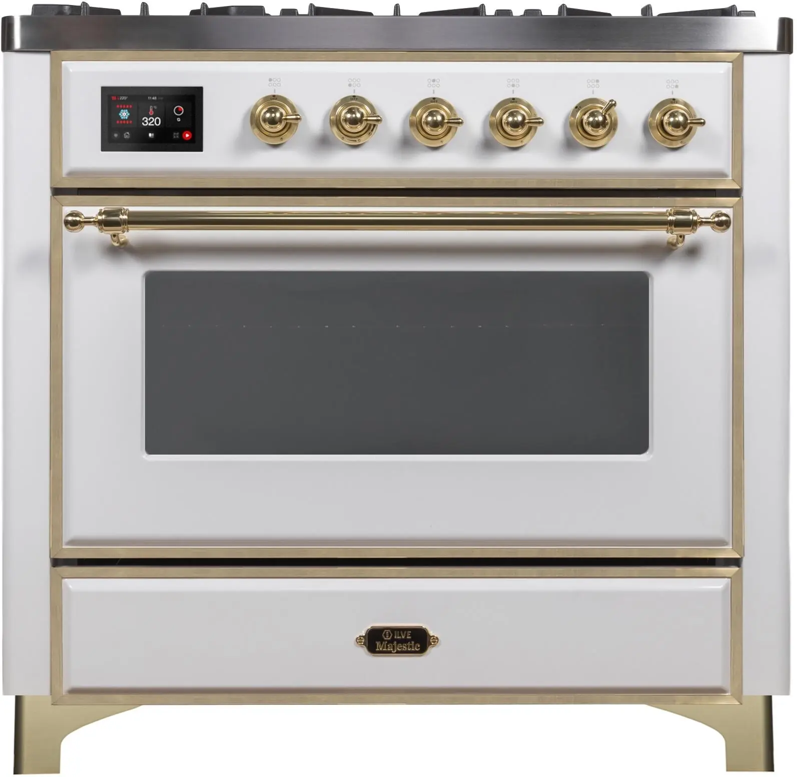 Ilve UM096DNS3WHGLP Liquid Propane In White W/ Brass Trim