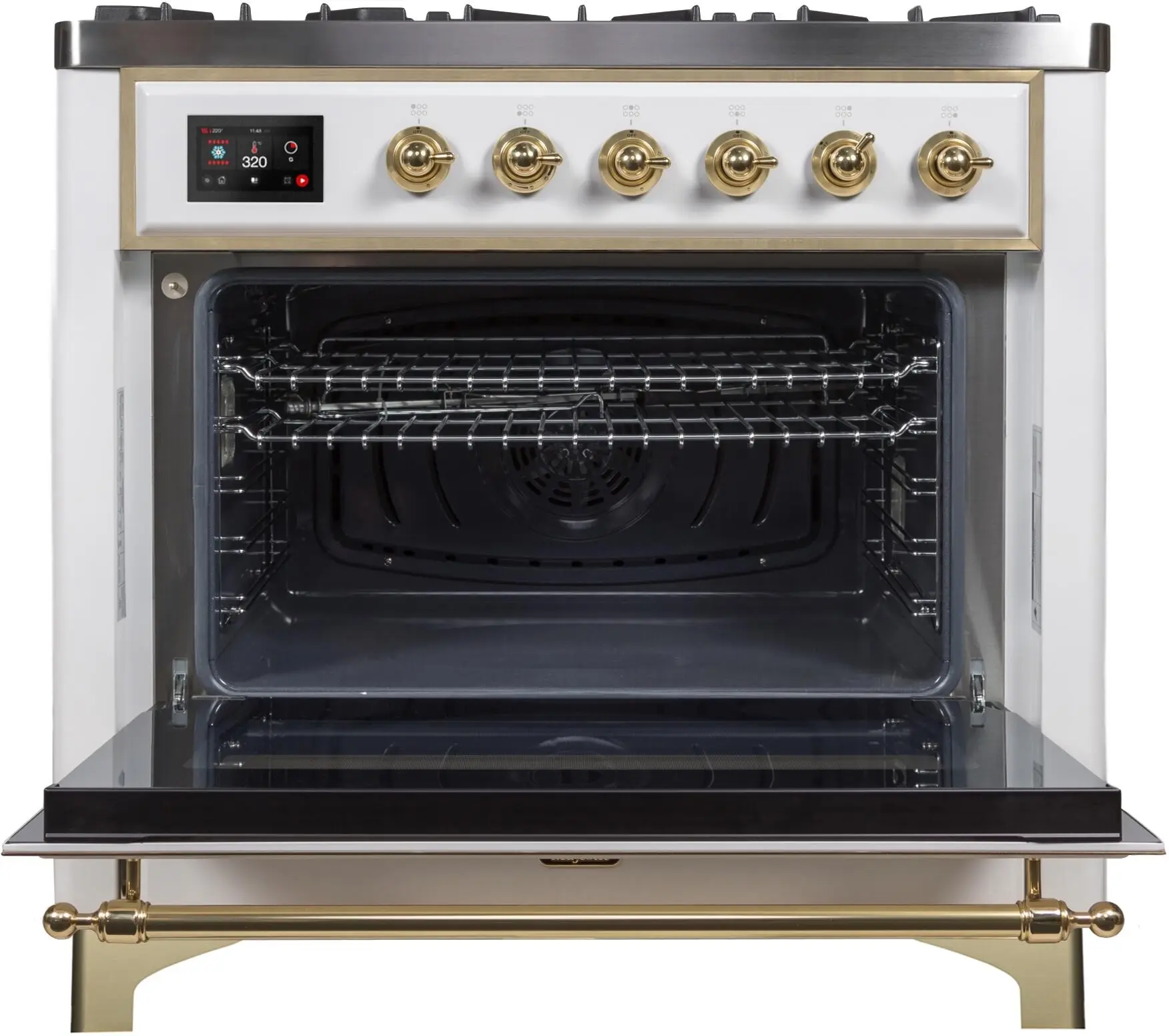 Ilve UM096DNS3WHGLP Liquid Propane In White W/ Brass Trim