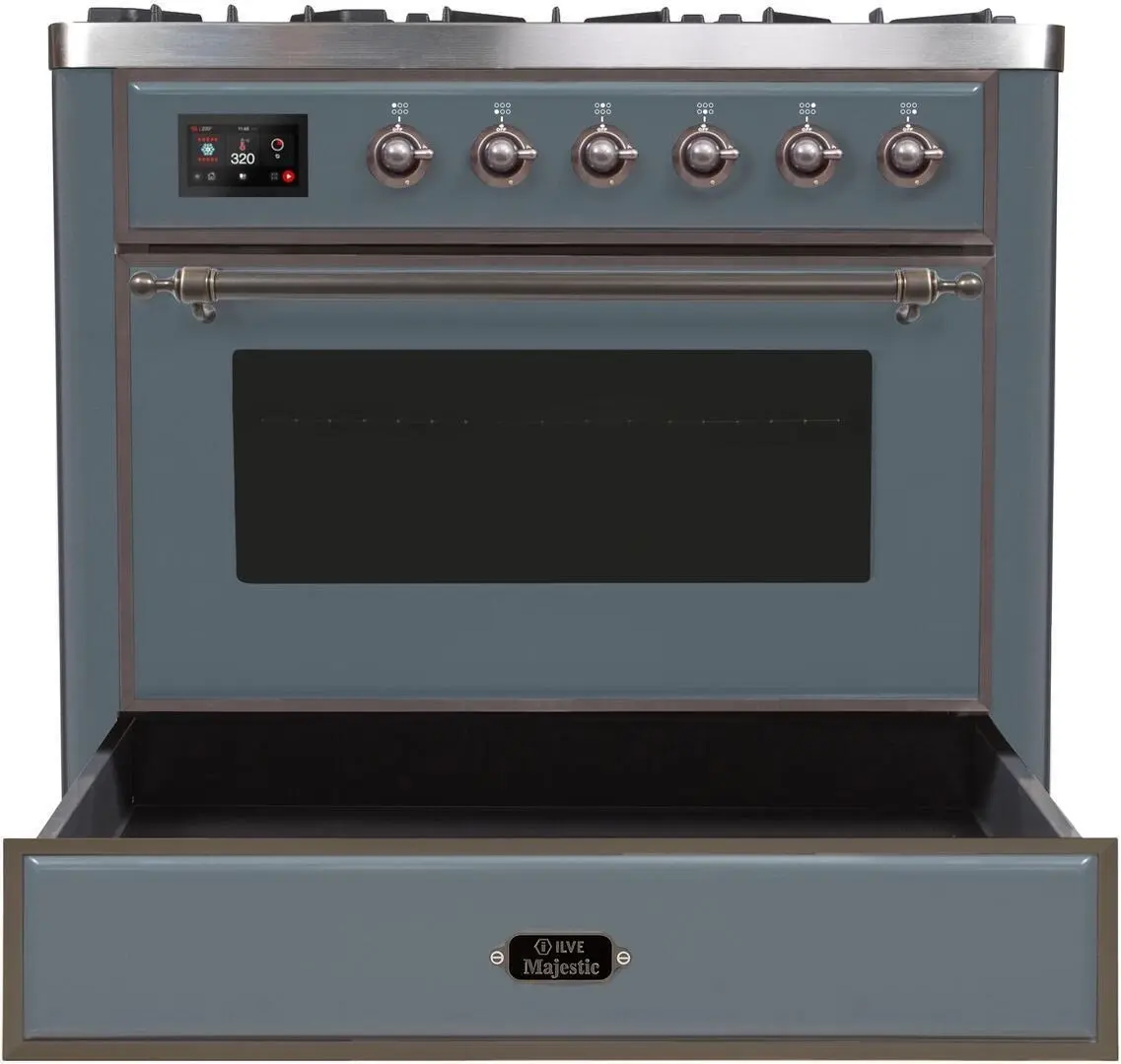 Ilve UM09FDNS3BGBLP Liquid Propane In Blue Grey W/ Bronze Trim