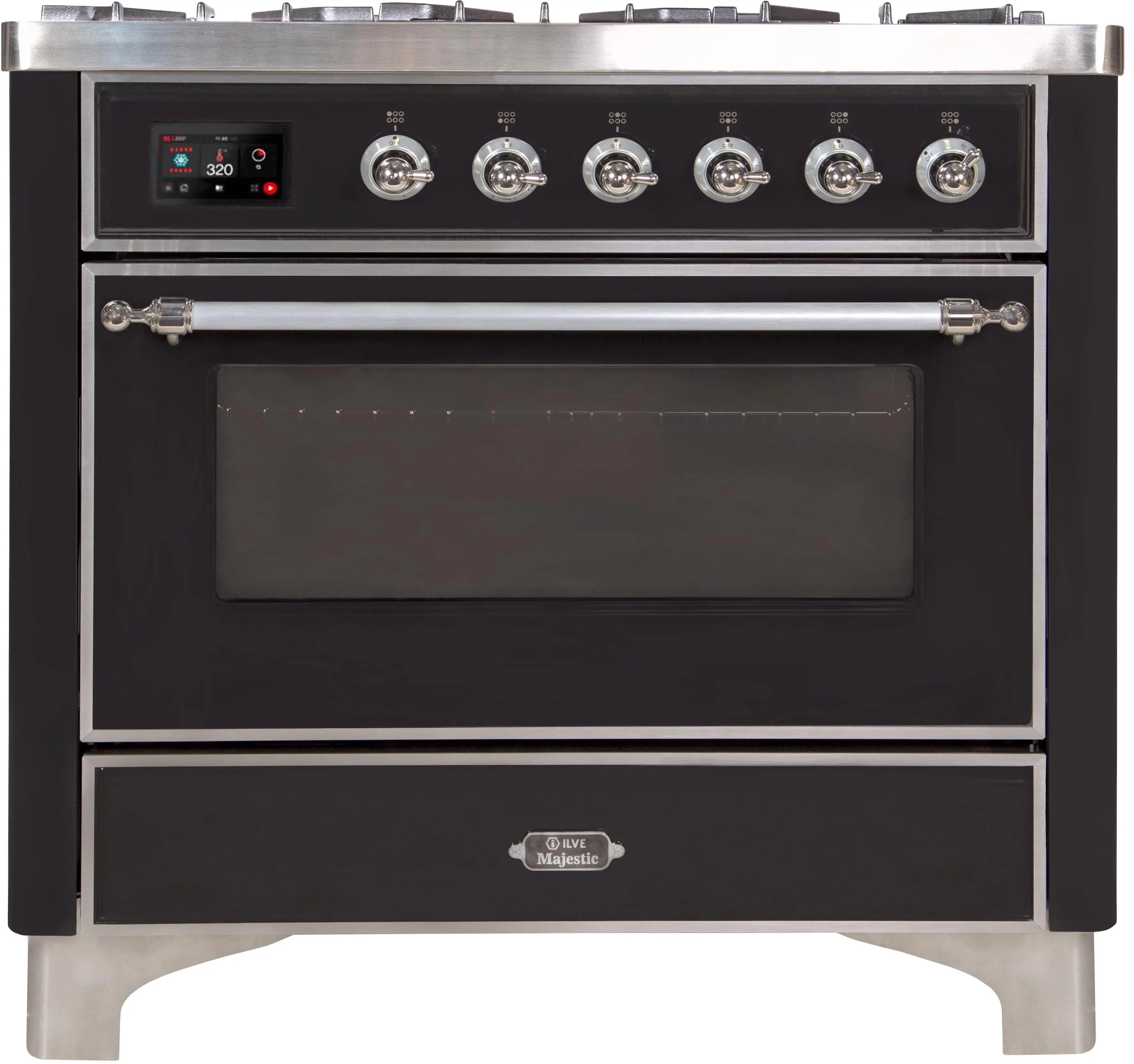 Ilve UM09FDNS3BKCLP Liquid Propane In Glossy Black W/ Chrome Trim