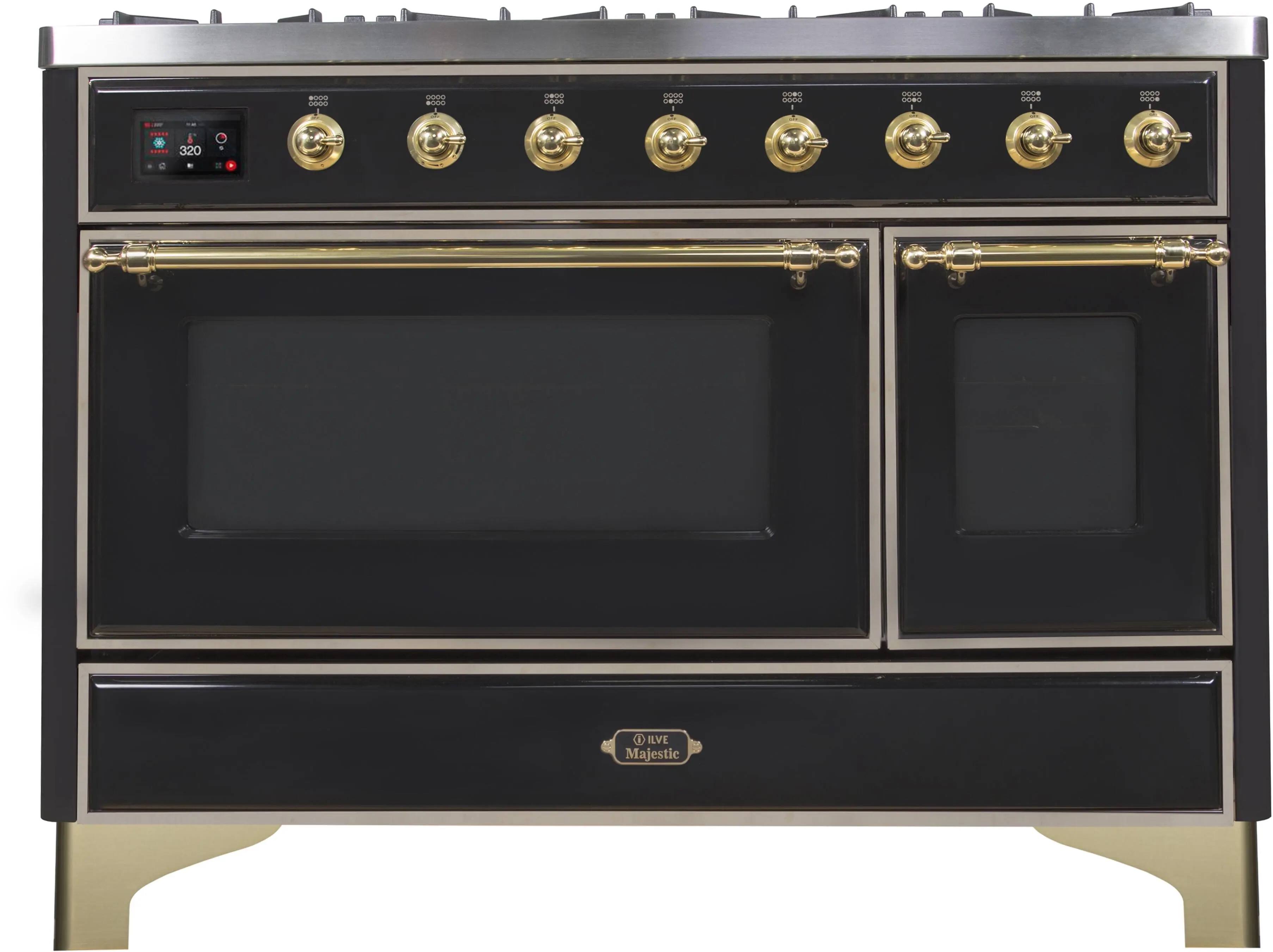 Ilve UM12FDNS3BKGLP Liquid Propane In Glossy Black W/ Brass Trim