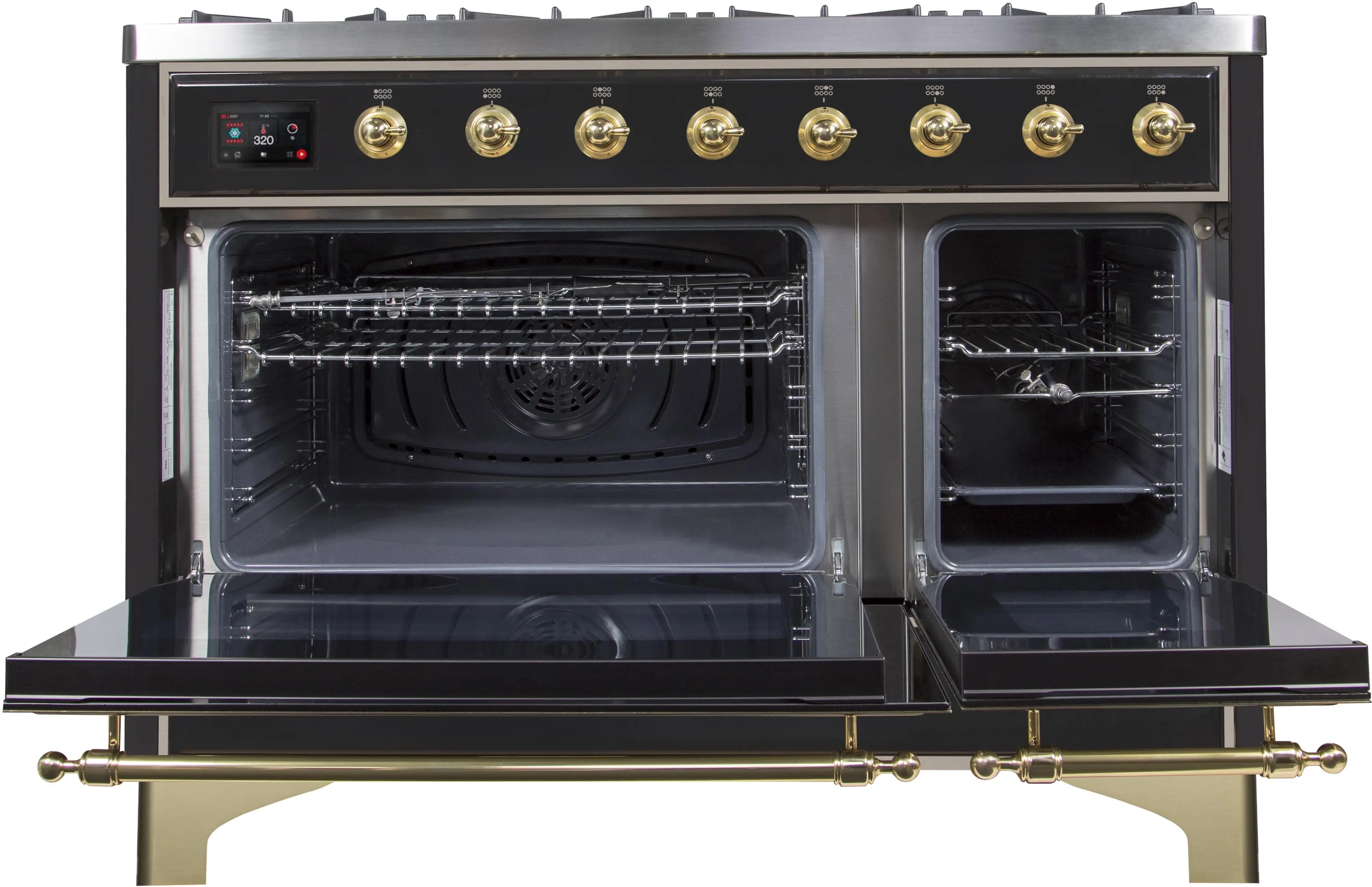 Ilve UM12FDNS3BKGLP Liquid Propane In Glossy Black W/ Brass Trim