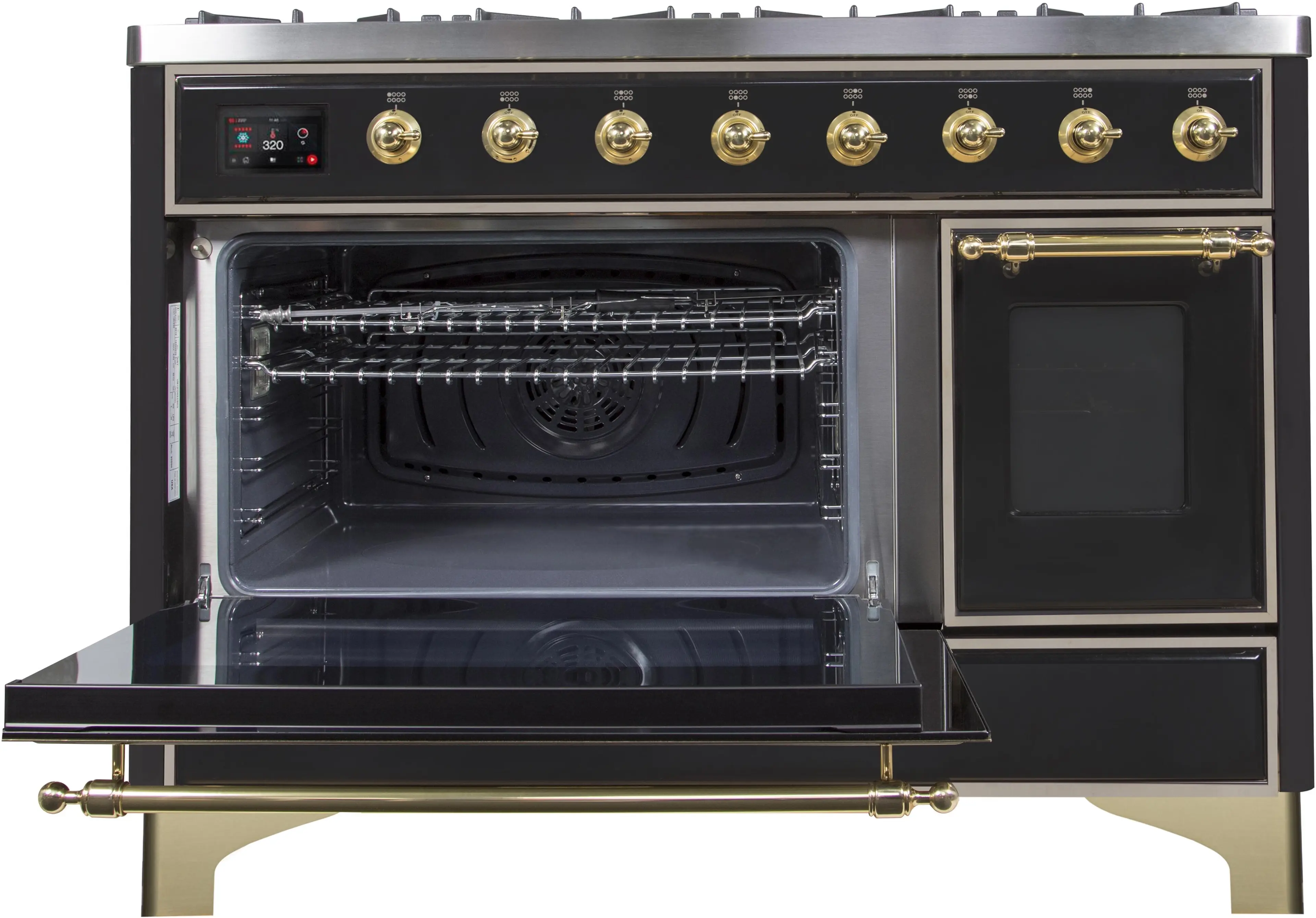 Ilve UM12FDNS3BKGLP Liquid Propane In Glossy Black W/ Brass Trim