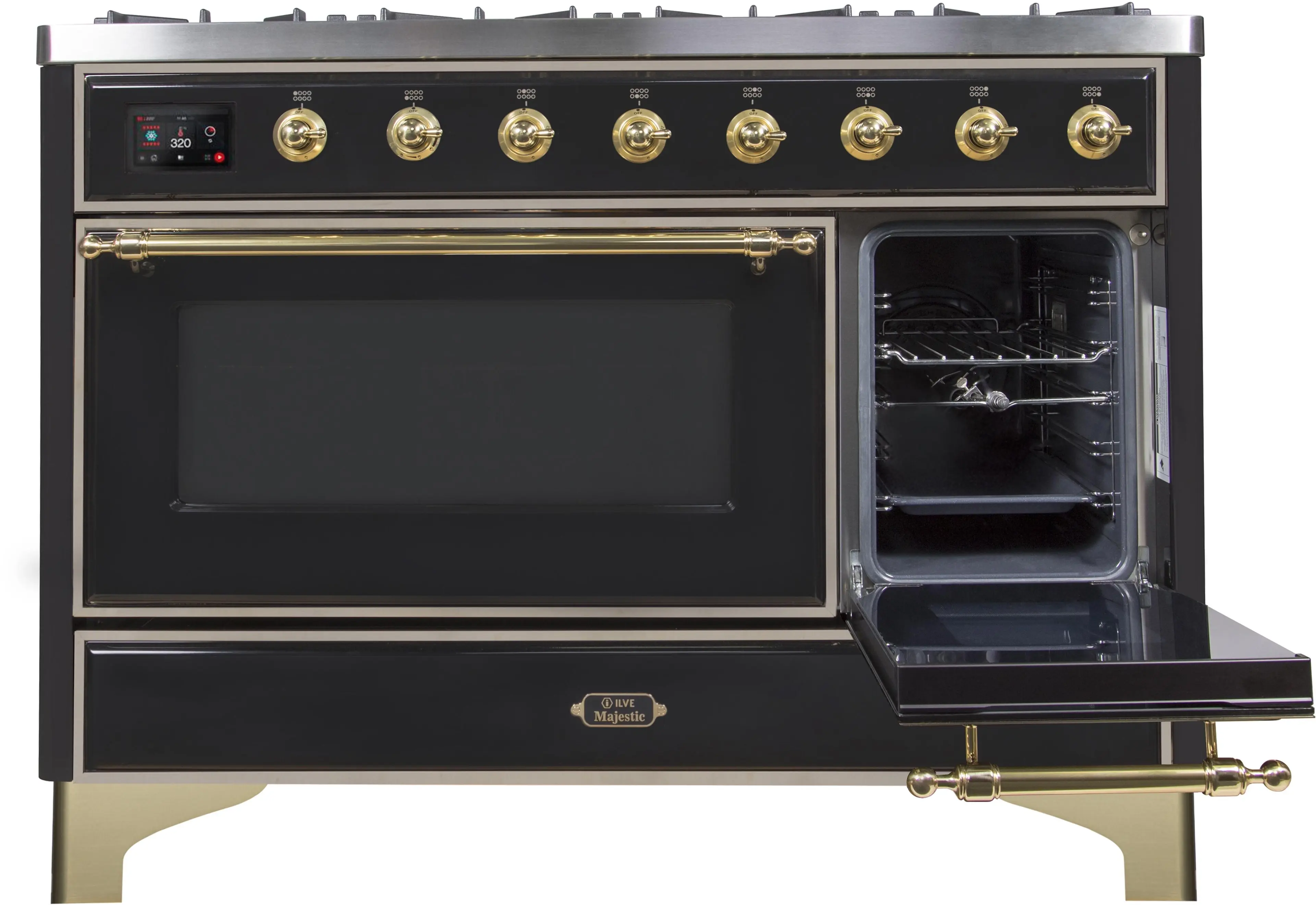 Ilve UM12FDNS3BKGLP Liquid Propane In Glossy Black W/ Brass Trim